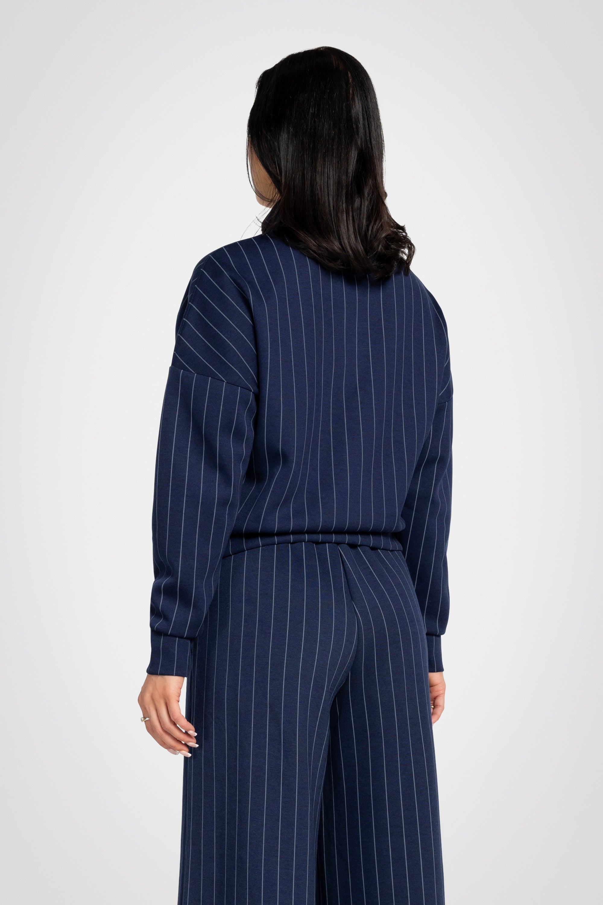 Pinstripe Deluxe Mock Neck Jacket