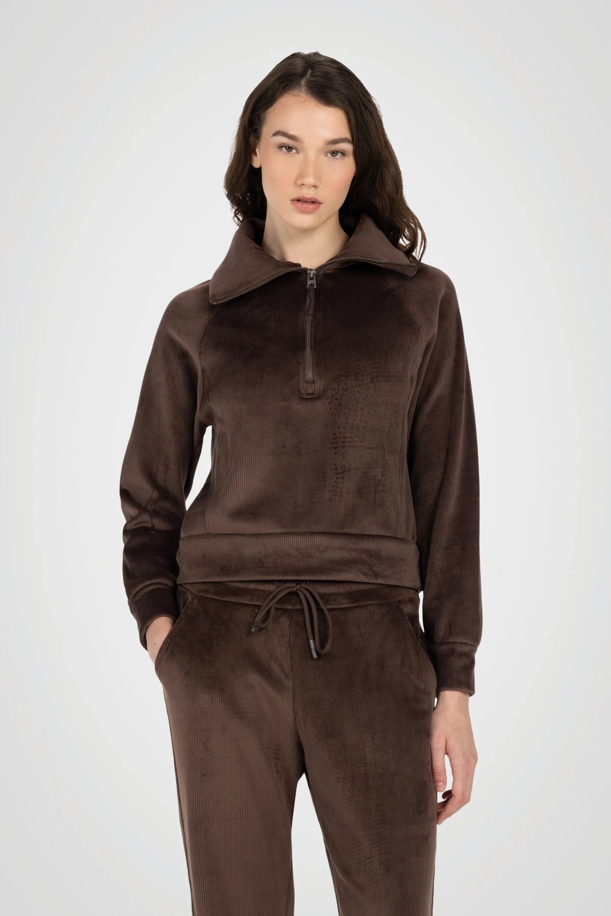 LuxeRib Velour 1/2 Zip Top