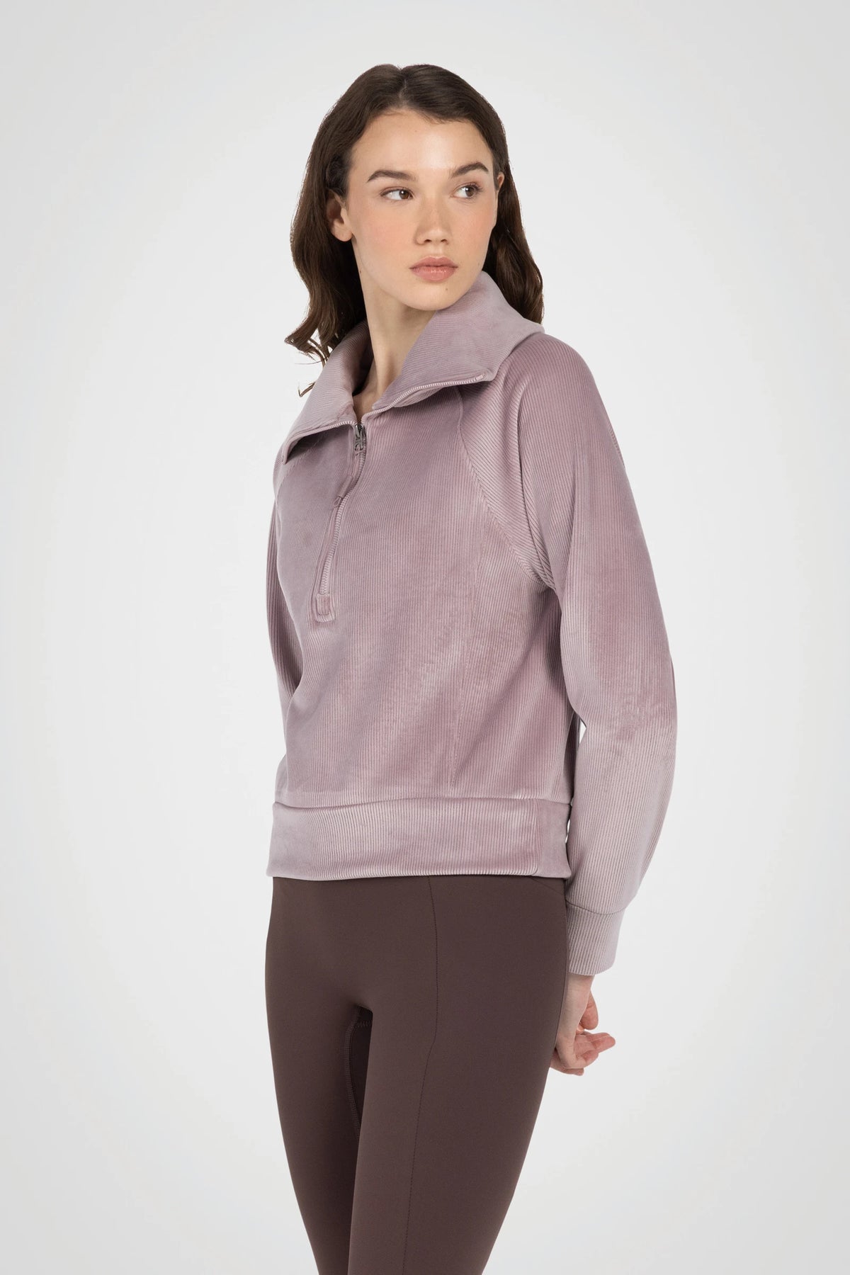 LuxeRib Velour 1/2 Zip Top
