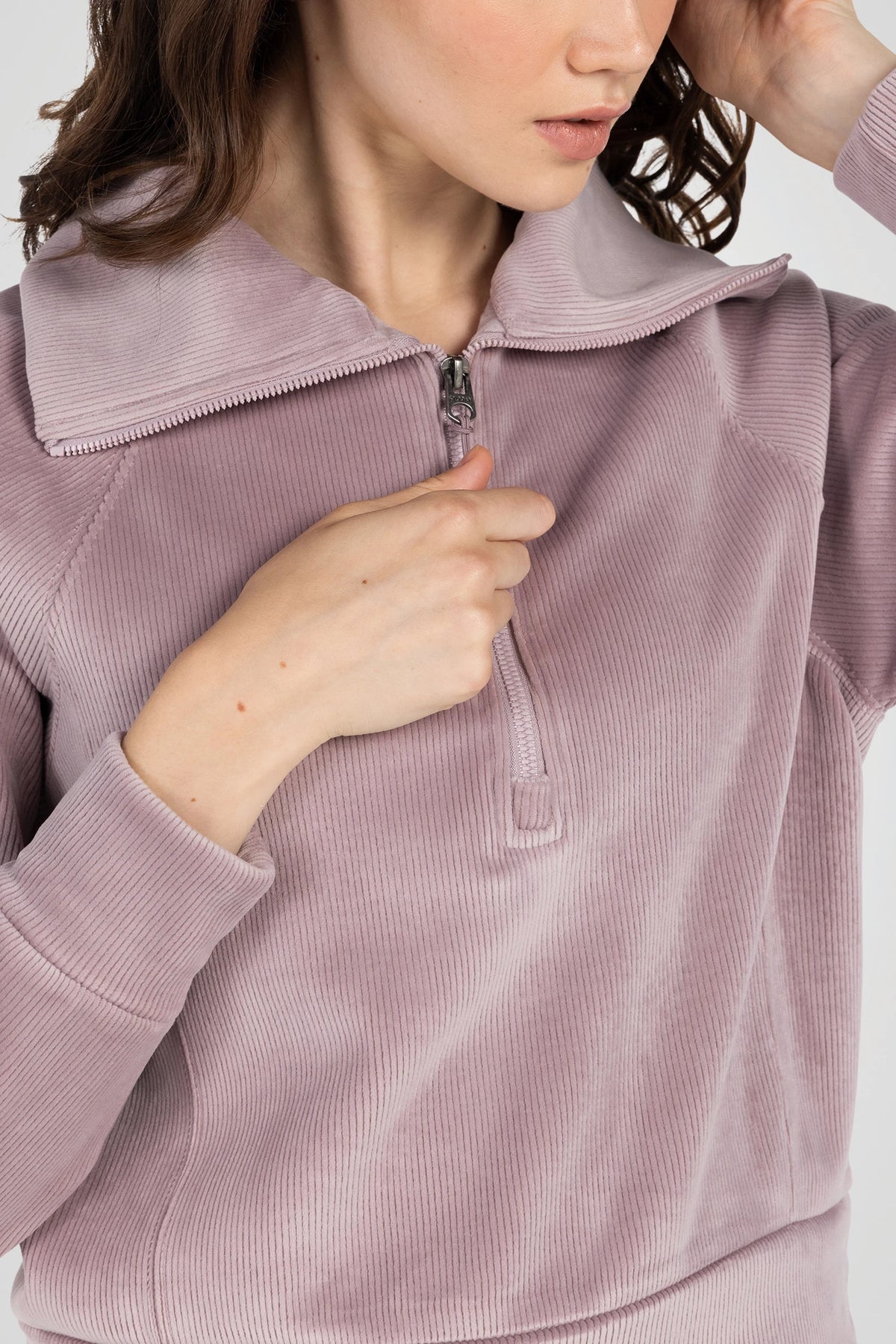LuxeRib Velour 1/2 Zip Top