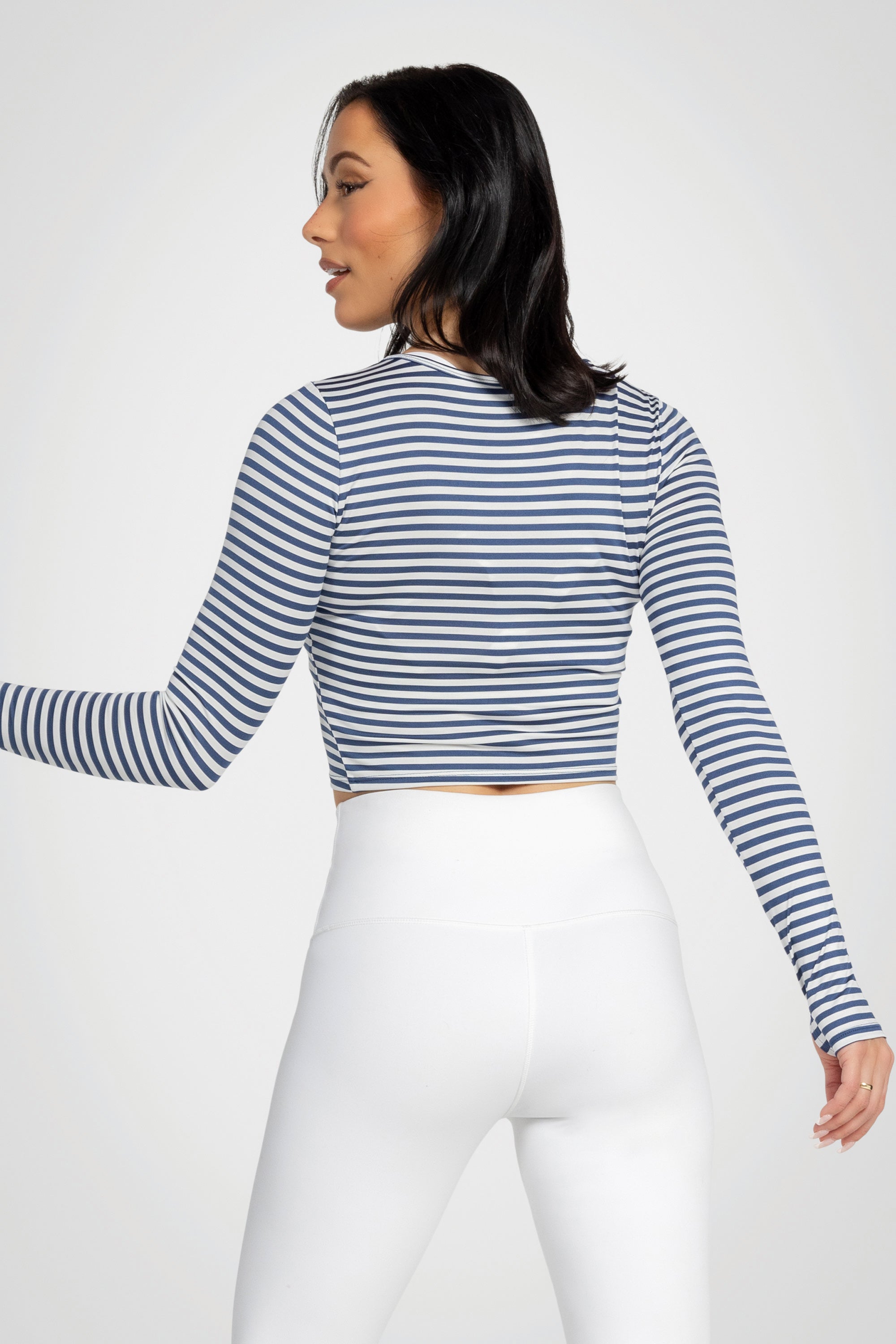Stripegather V-Neck Long Sleeve Top