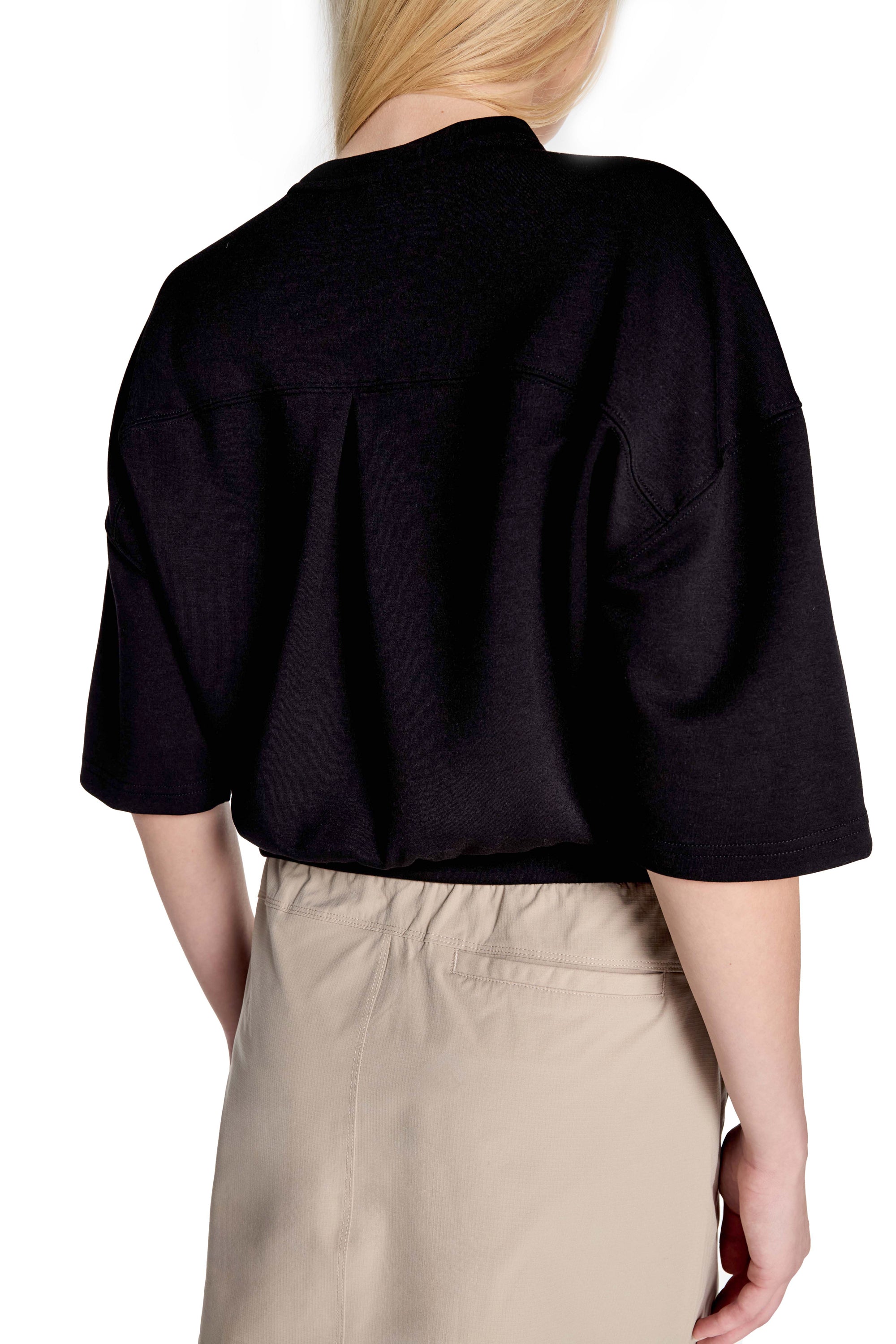 Stretch Knit Crew Neck Short Sleeve Top