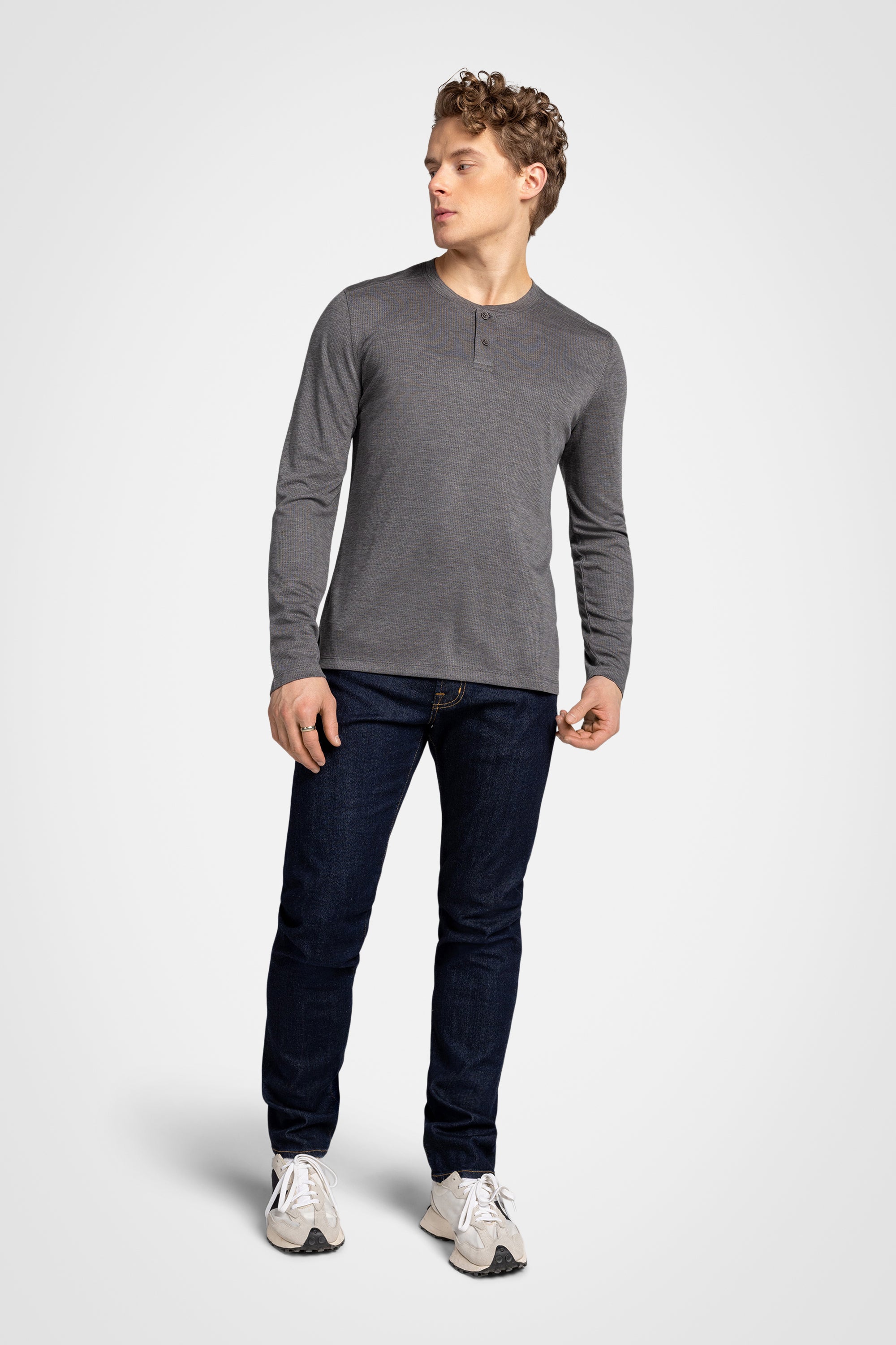 Mesh Henley Pullover