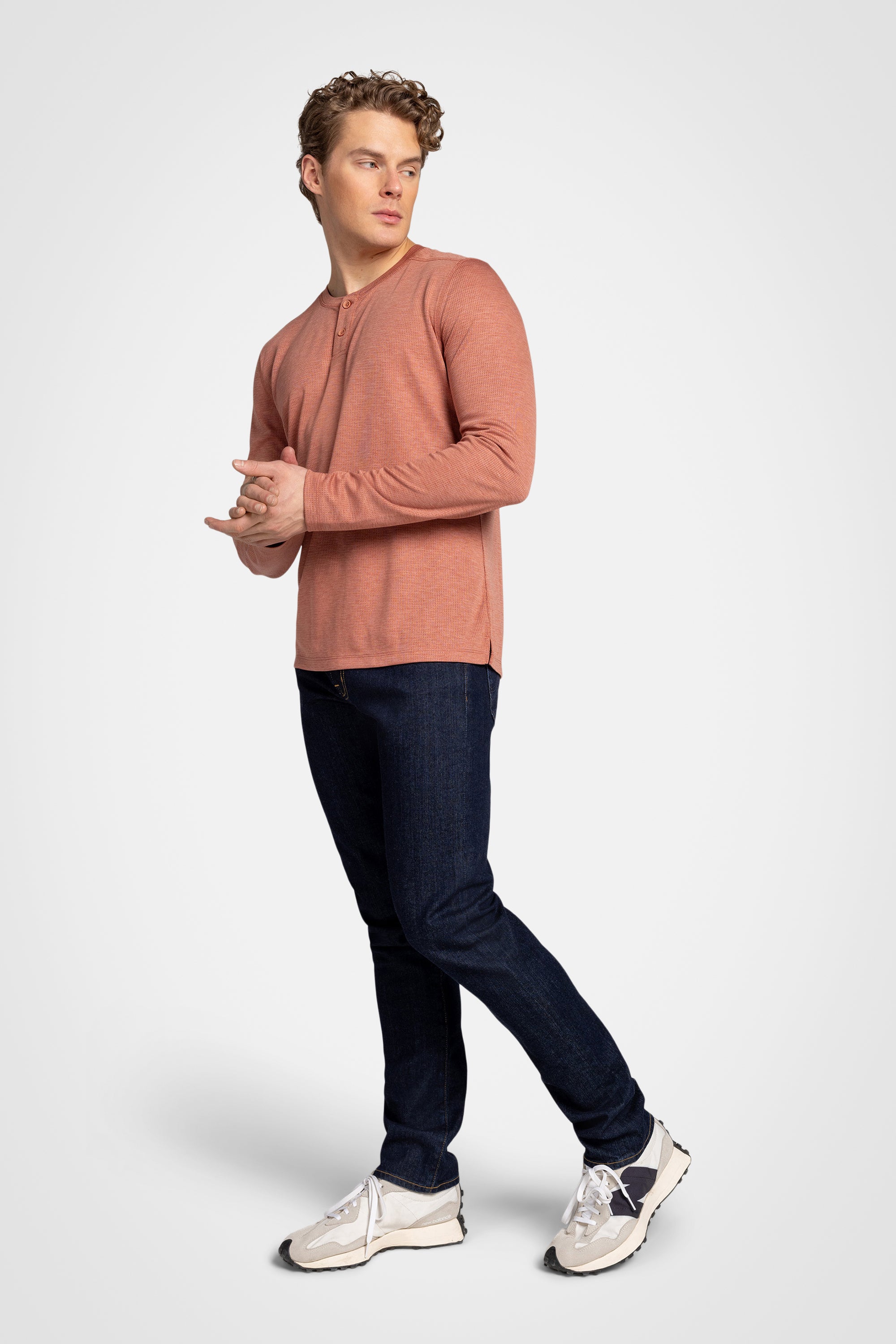 Mesh Henley Pullover