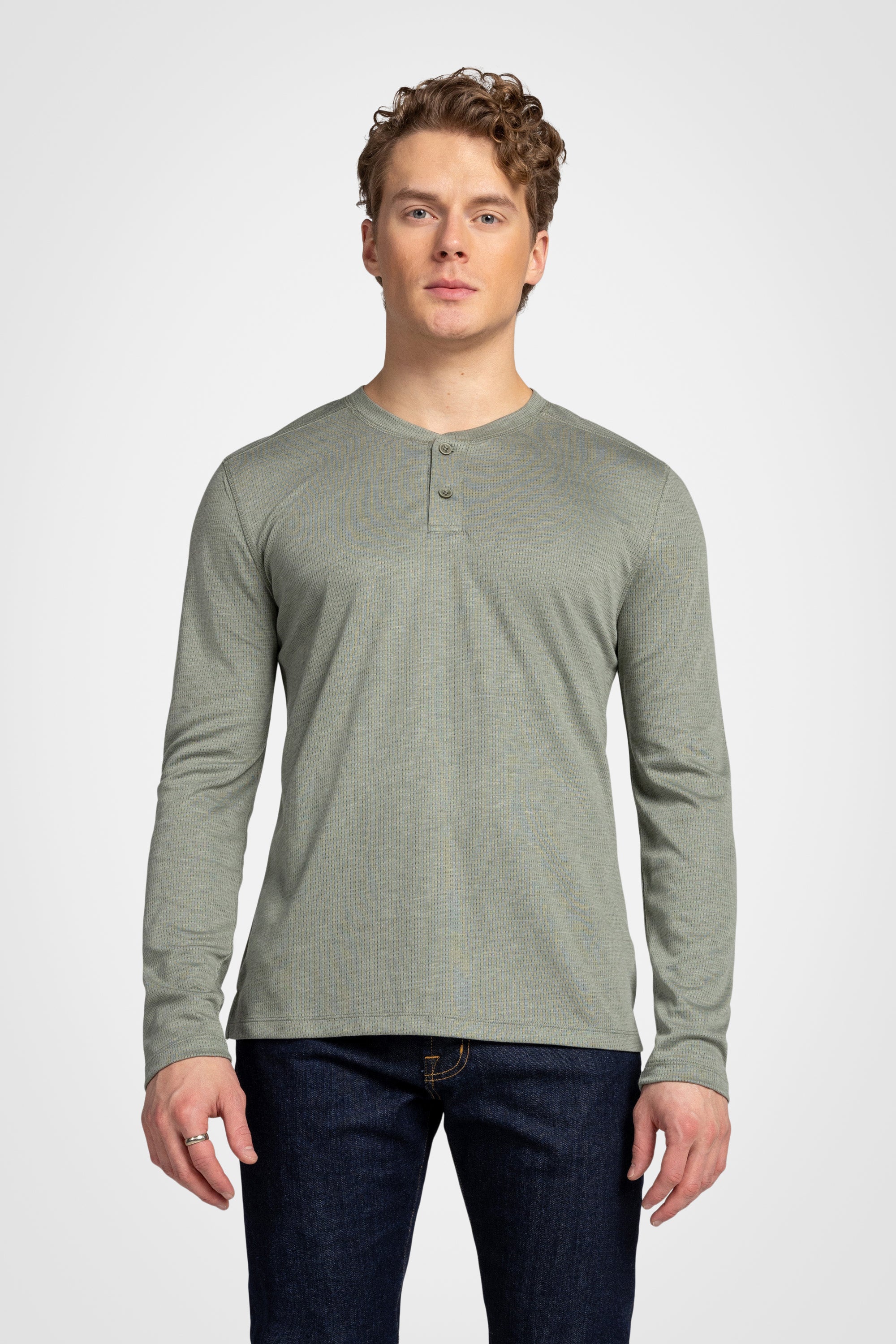 Mesh Henley Pullover