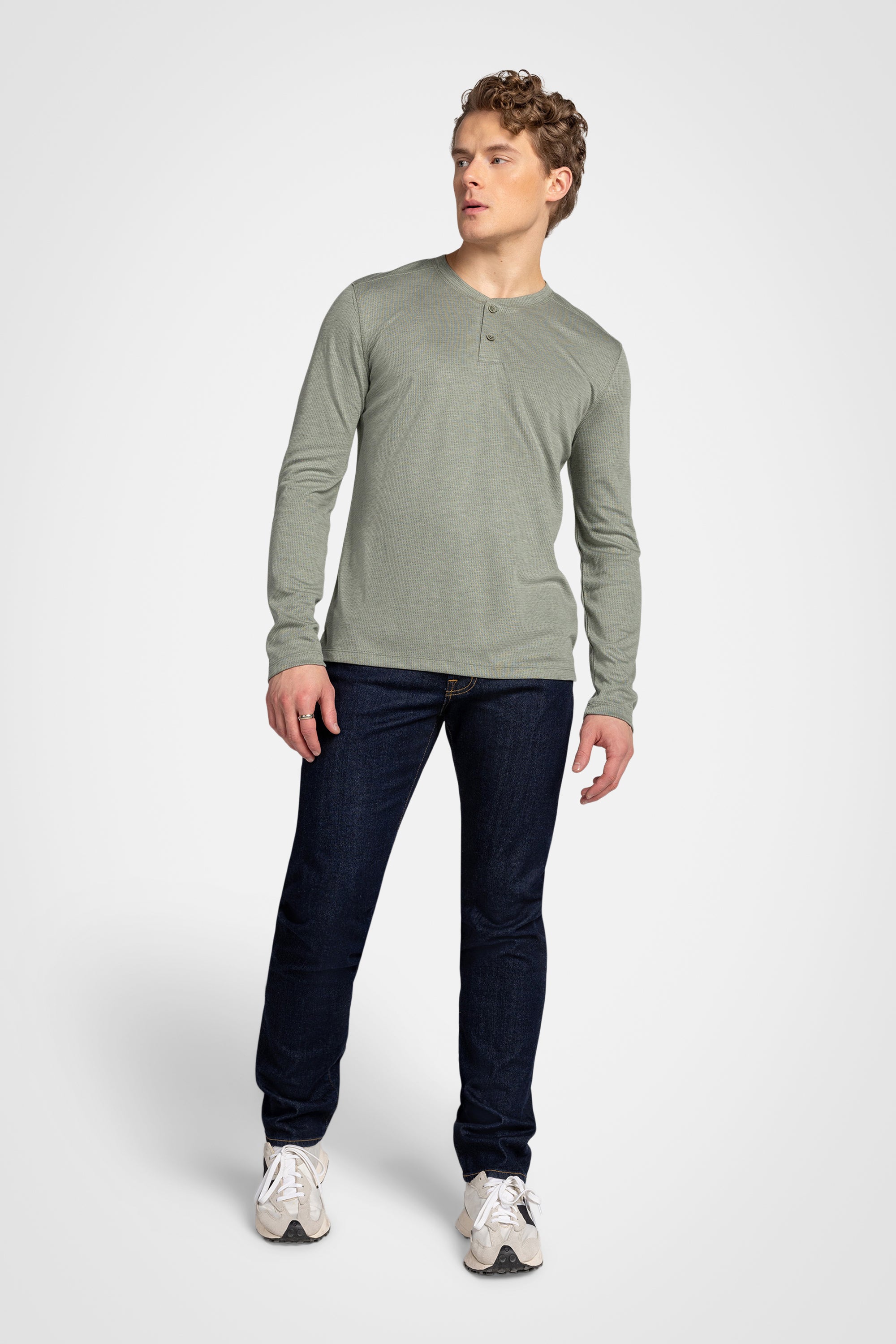Mesh Henley Pullover