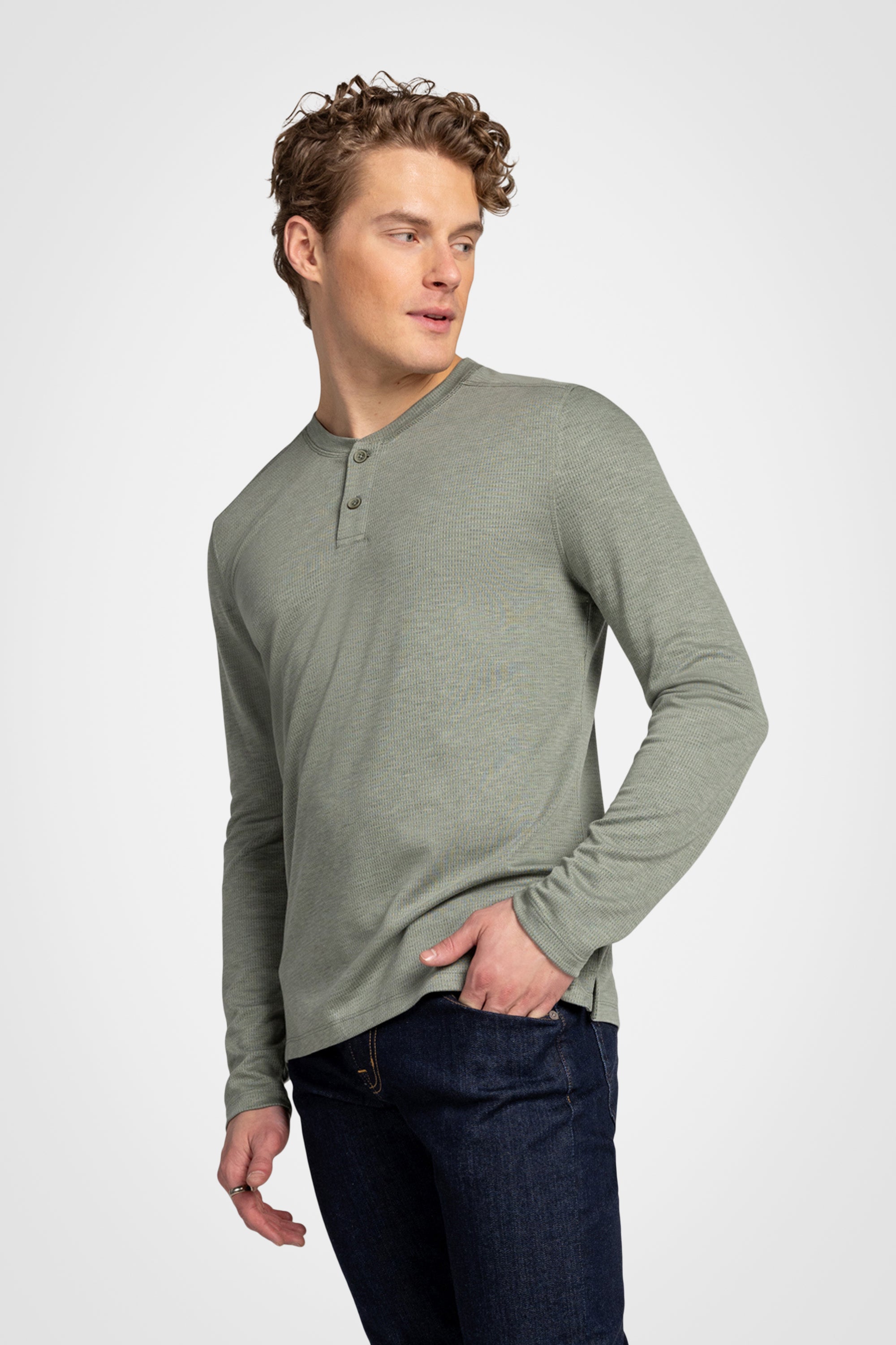 Mesh Henley Pullover