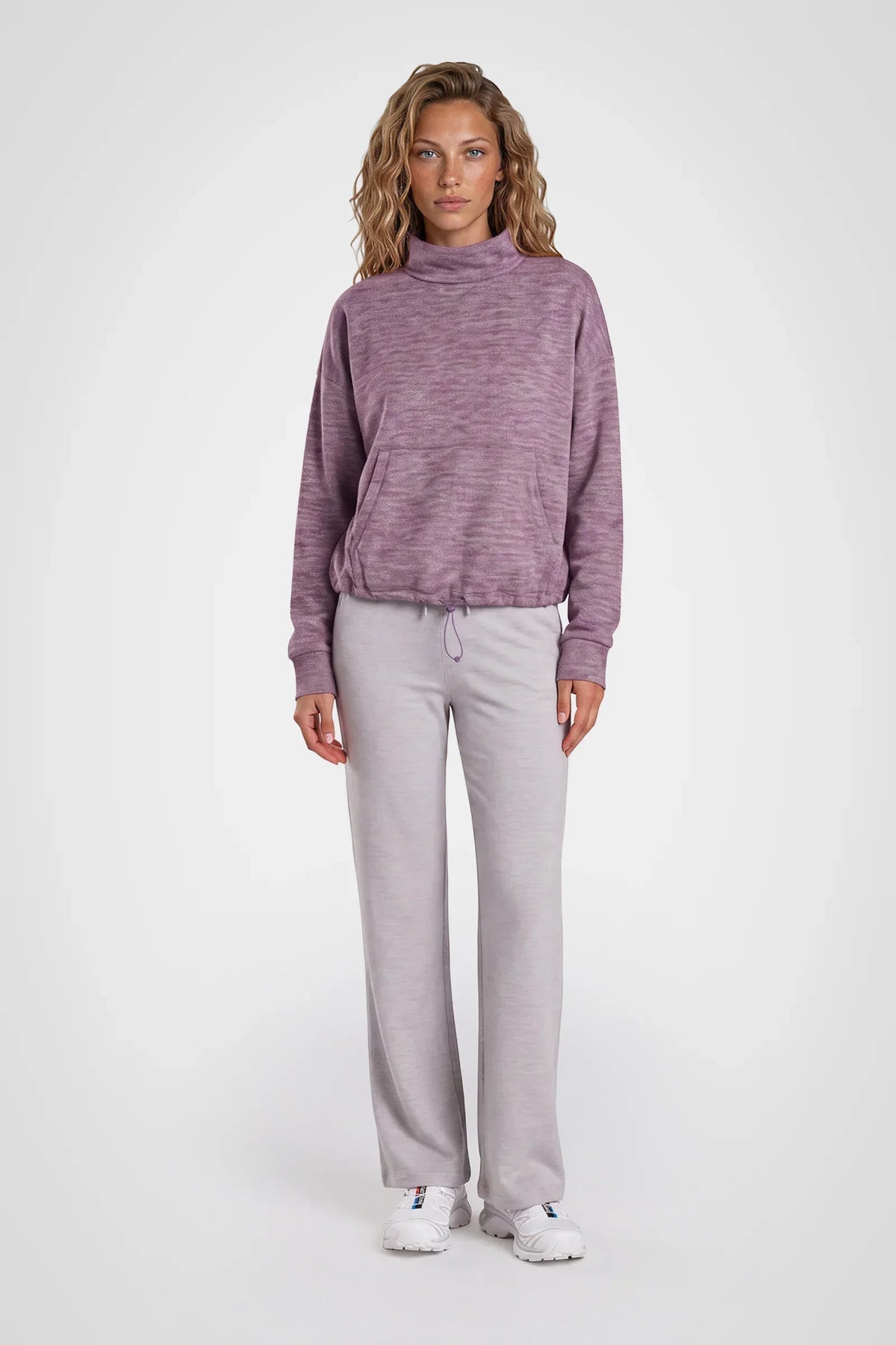 Cozy Herringbone Mock Neck Pullover