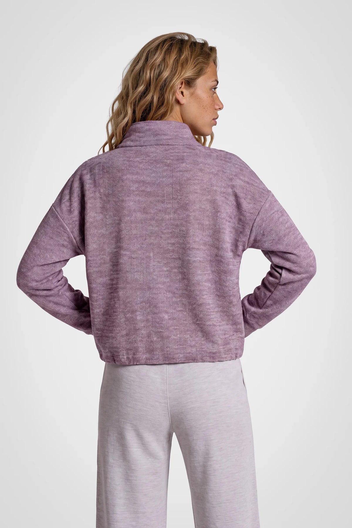Cozy Herringbone Mock Neck Pullover