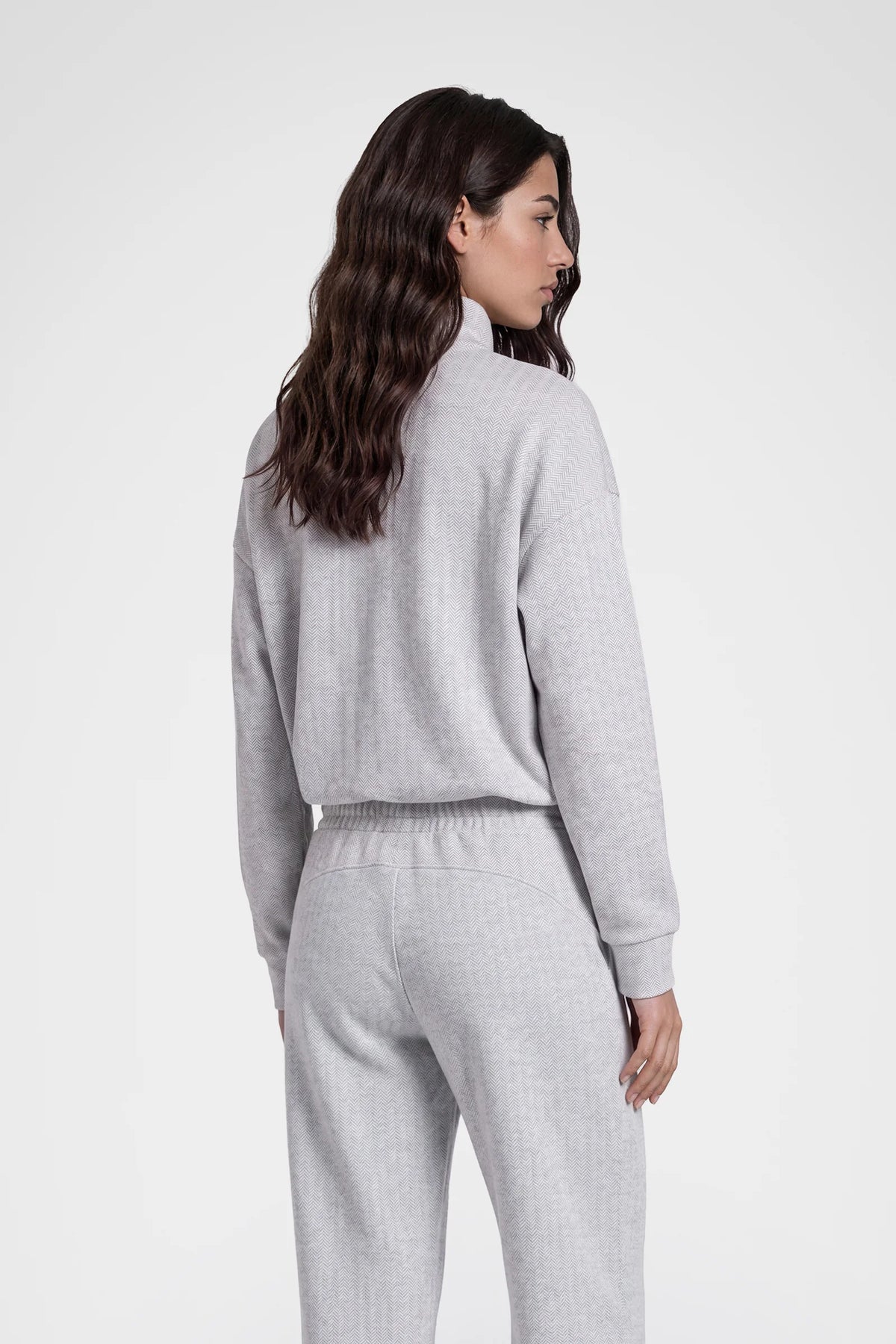 Cozy Herringbone Mock Neck Pullover