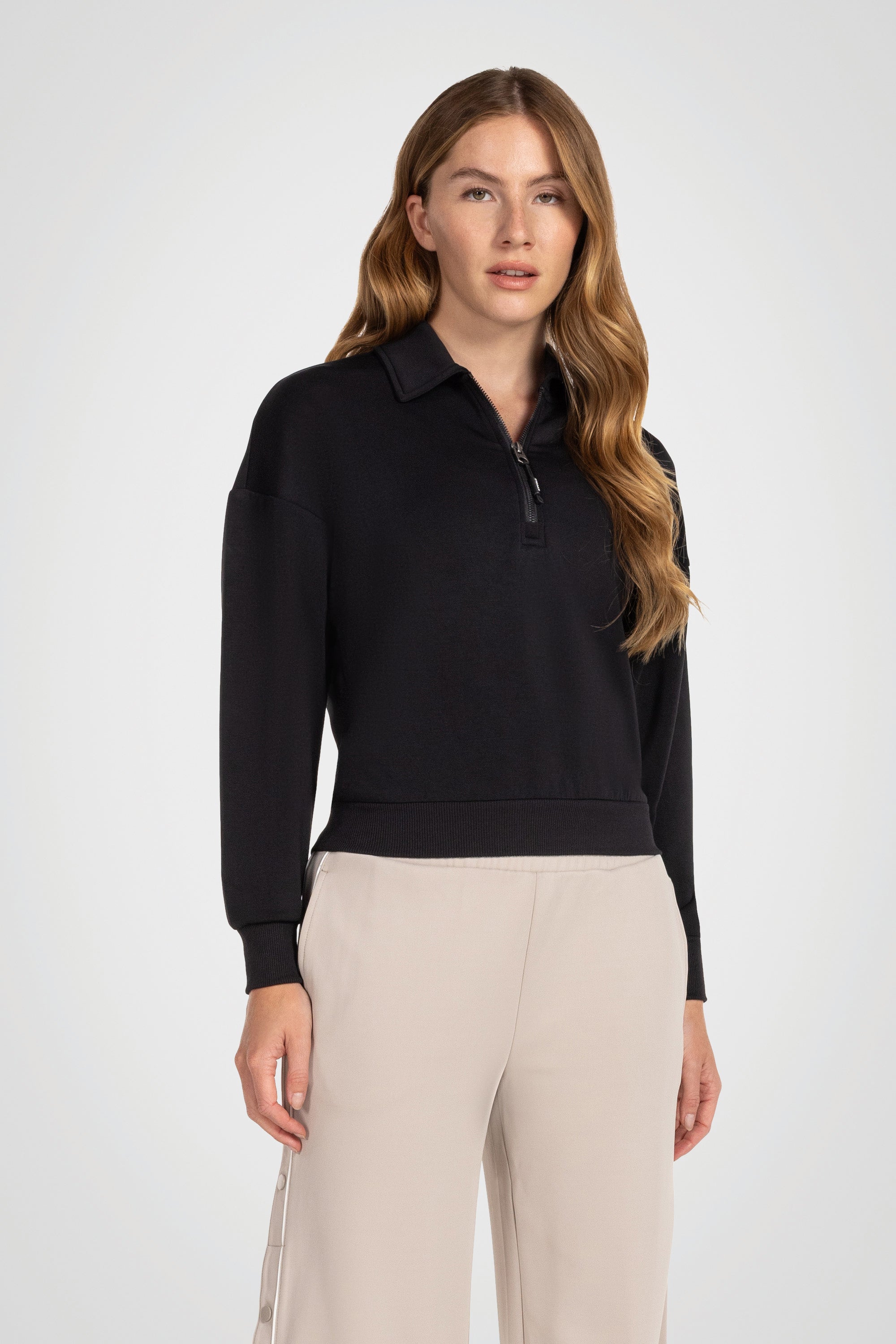 Riviera Cropped Zip Collar Top