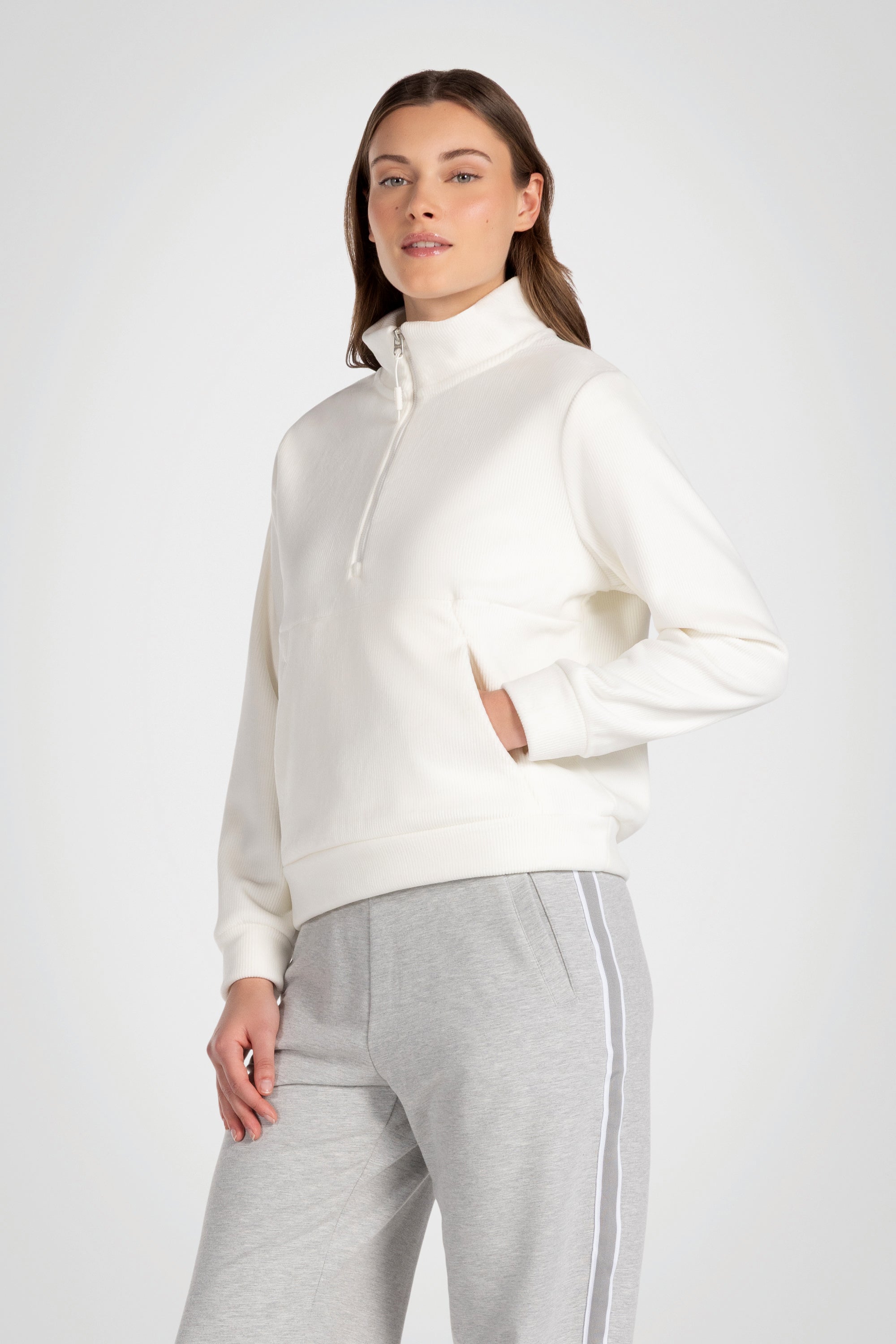 Rib Velour Quarter Zip Pullover