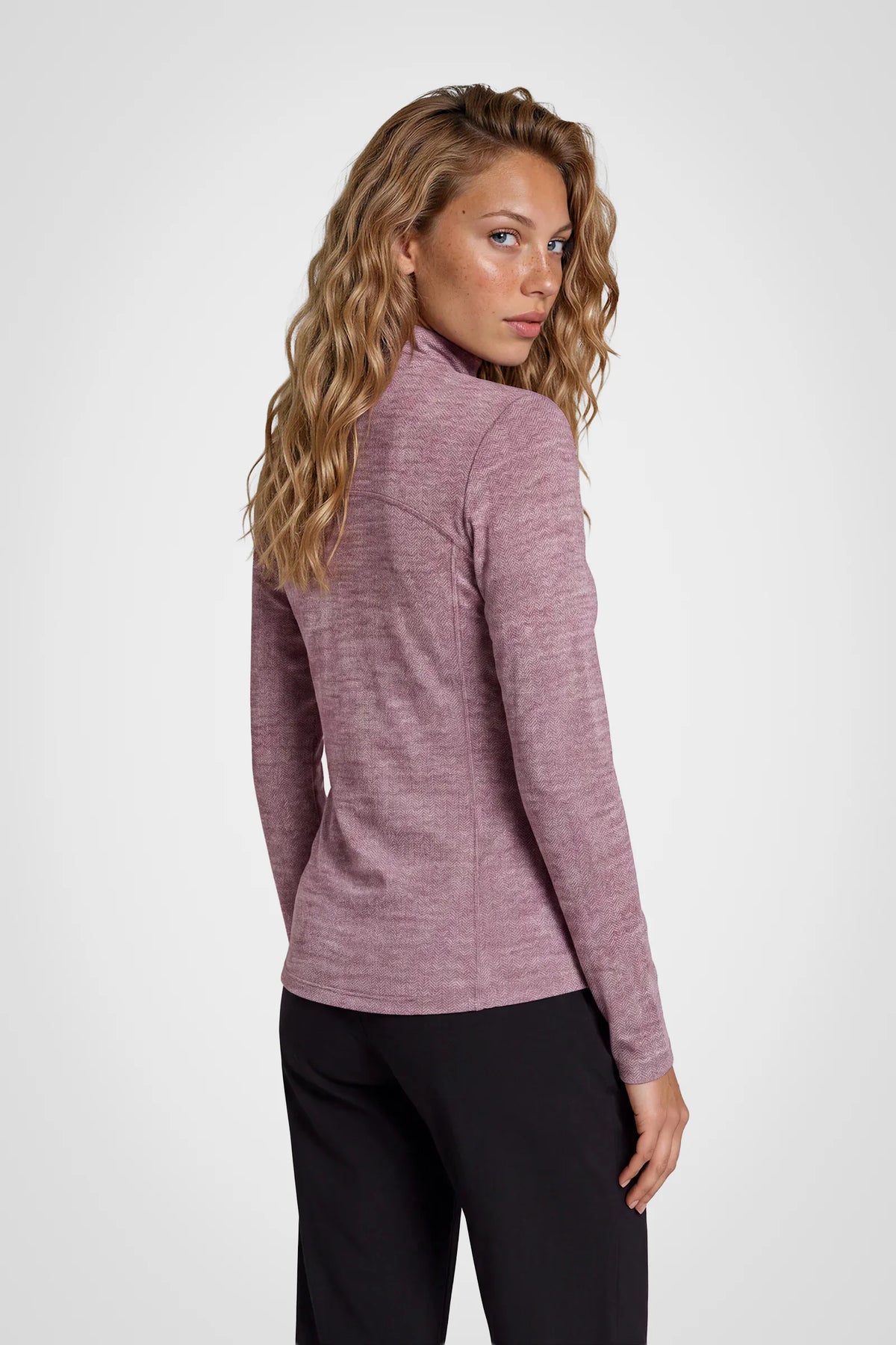 Mock Neck Half-Zip Long Sleeve Top