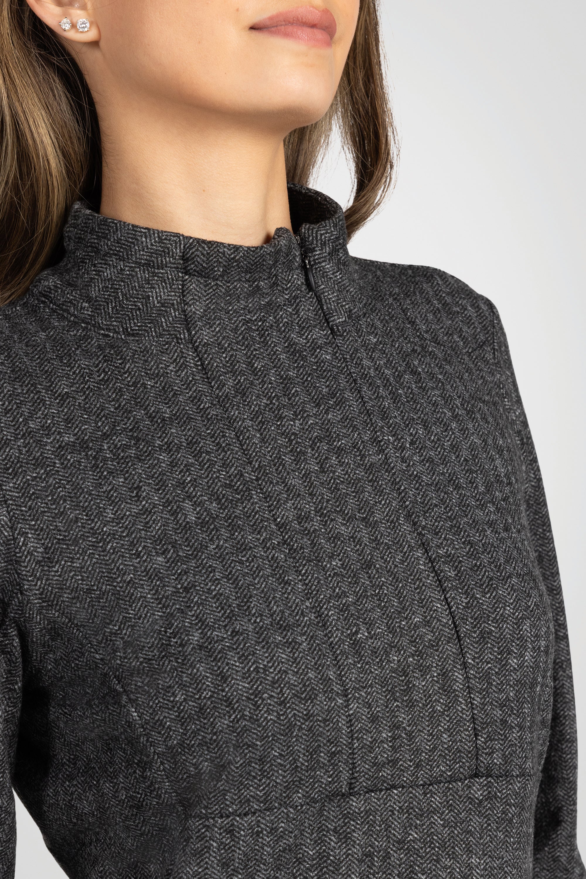 Mock Neck Half-Zip Long Sleeve Top