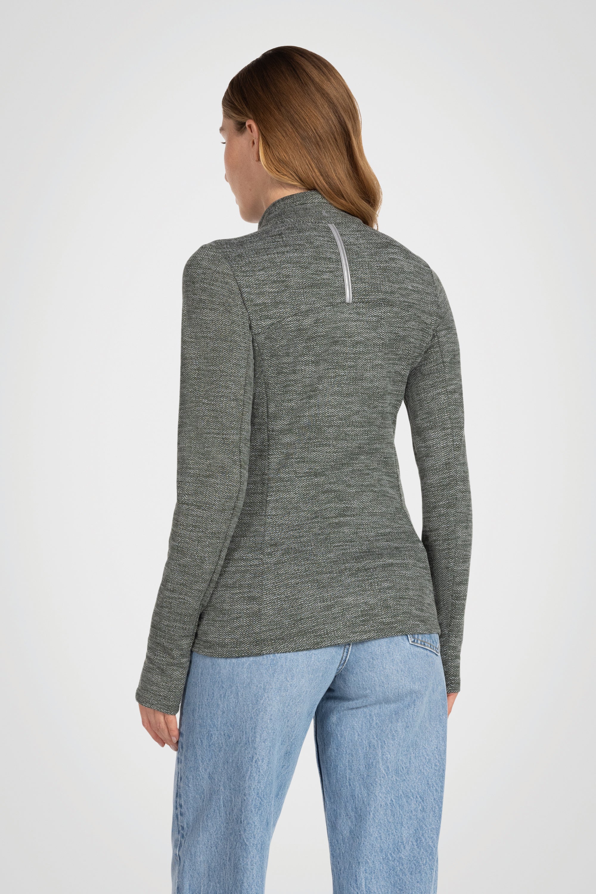 Mock Neck Half-Zip Long Sleeve Top