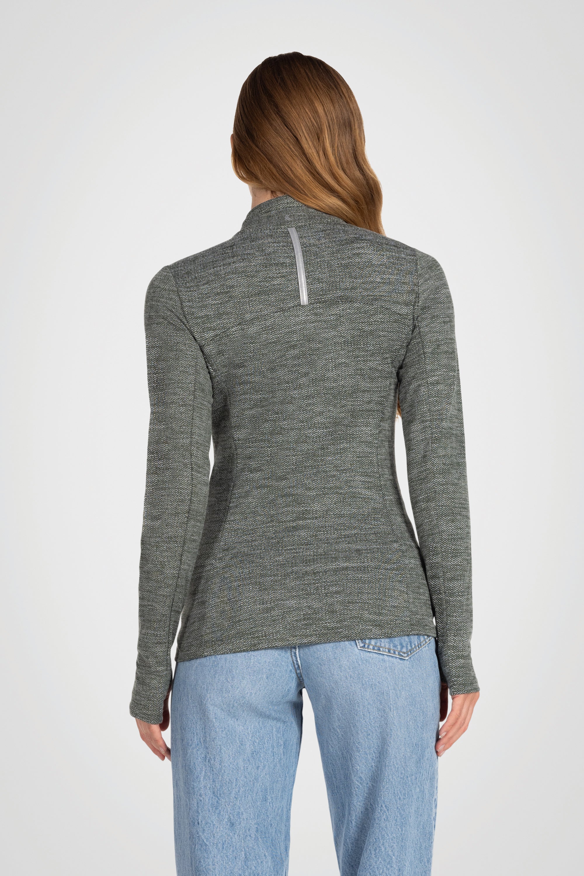 Mock Neck Half-Zip Long Sleeve Top