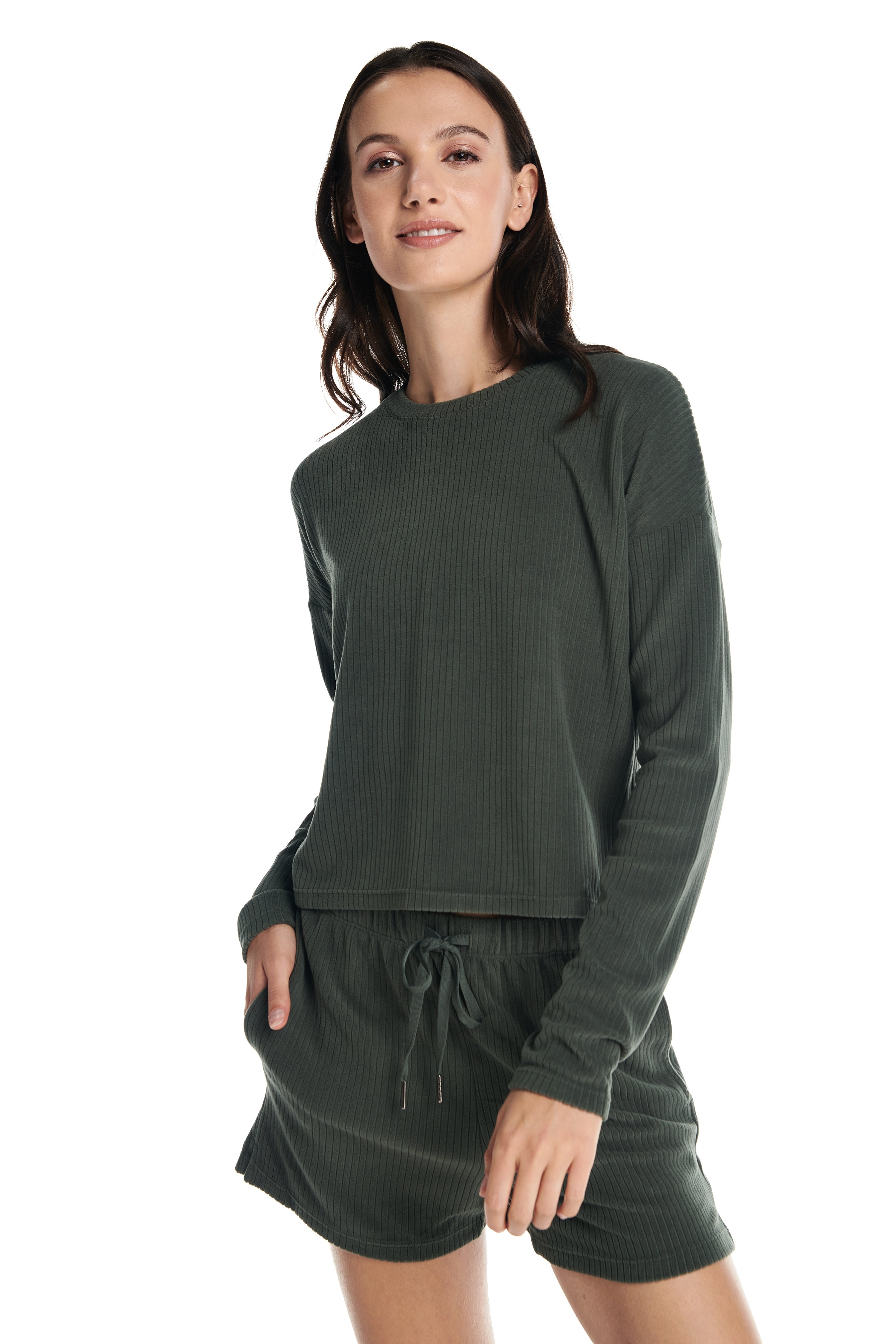 Velour Ribbed Lounge Longsleeve Top