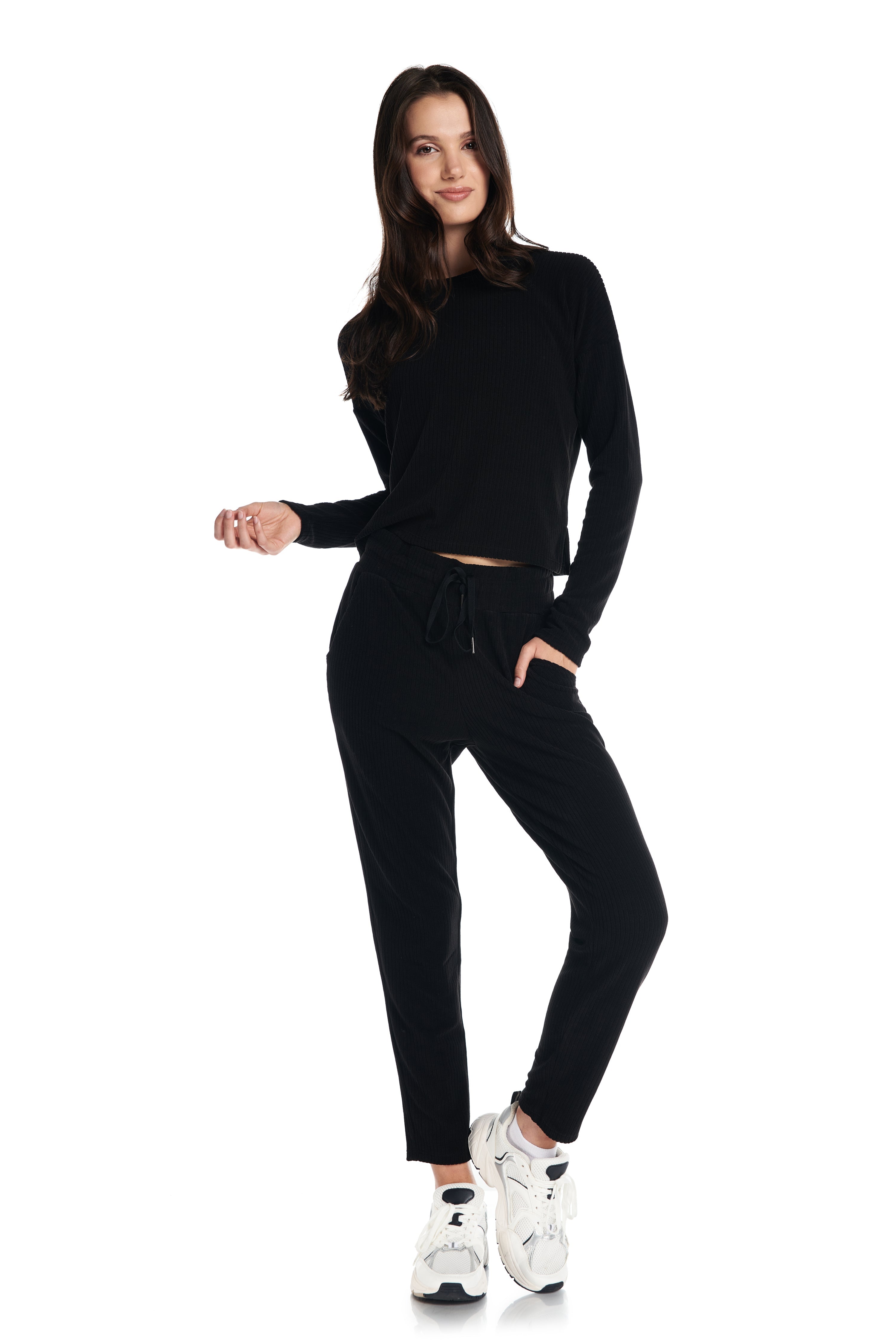 Velour Ribbed Lounge Longsleeve Top