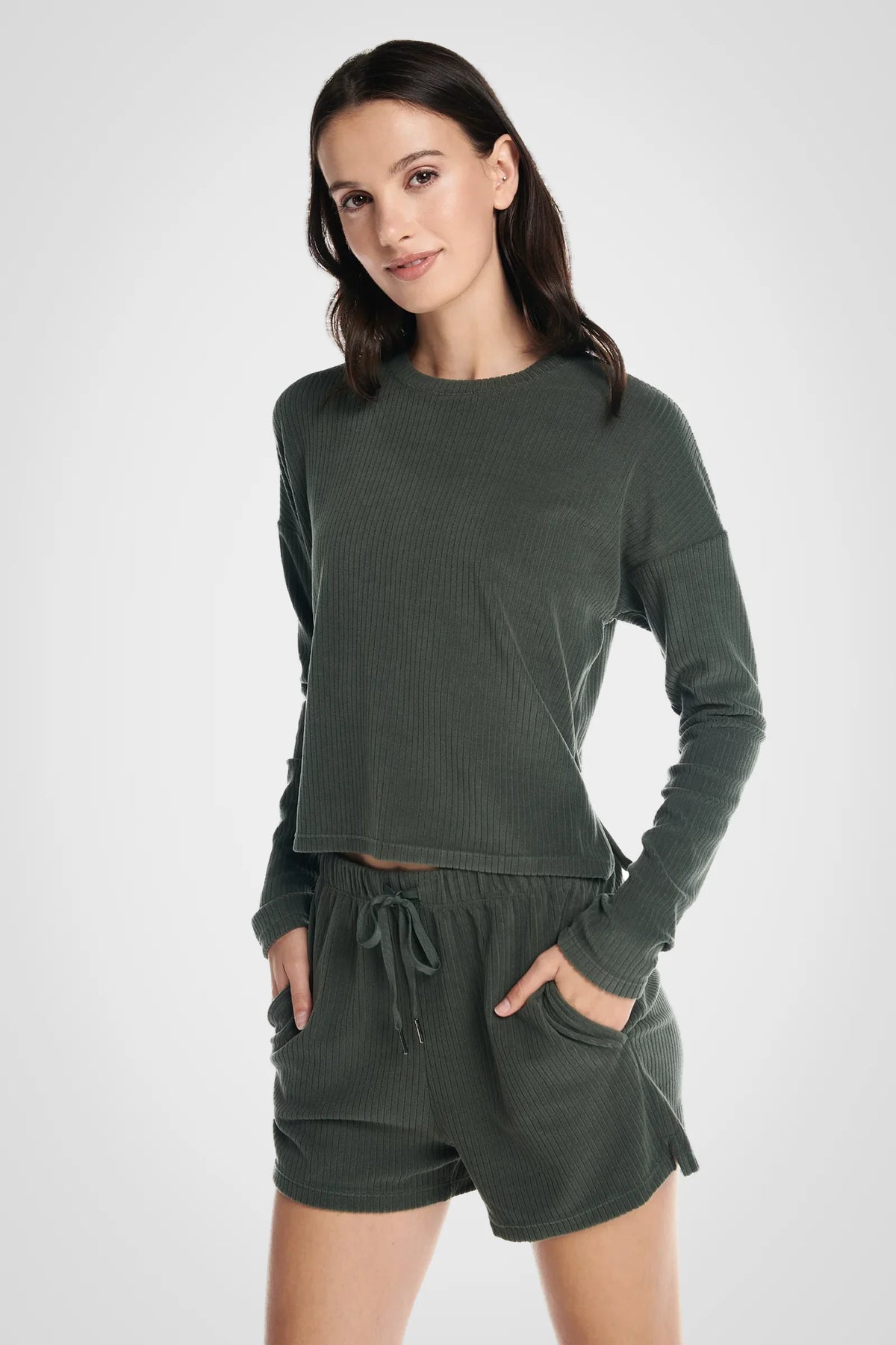 Velour Ribbed Lounge Shorts