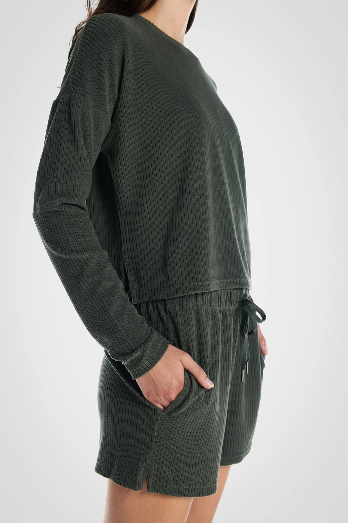 Velour Ribbed Lounge Shorts
