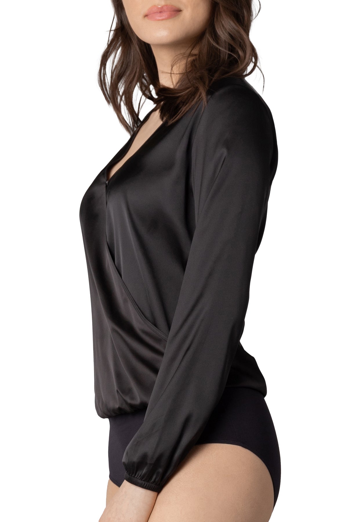 Jane Long Sleeve Cross-Over Full Back Bodysuit