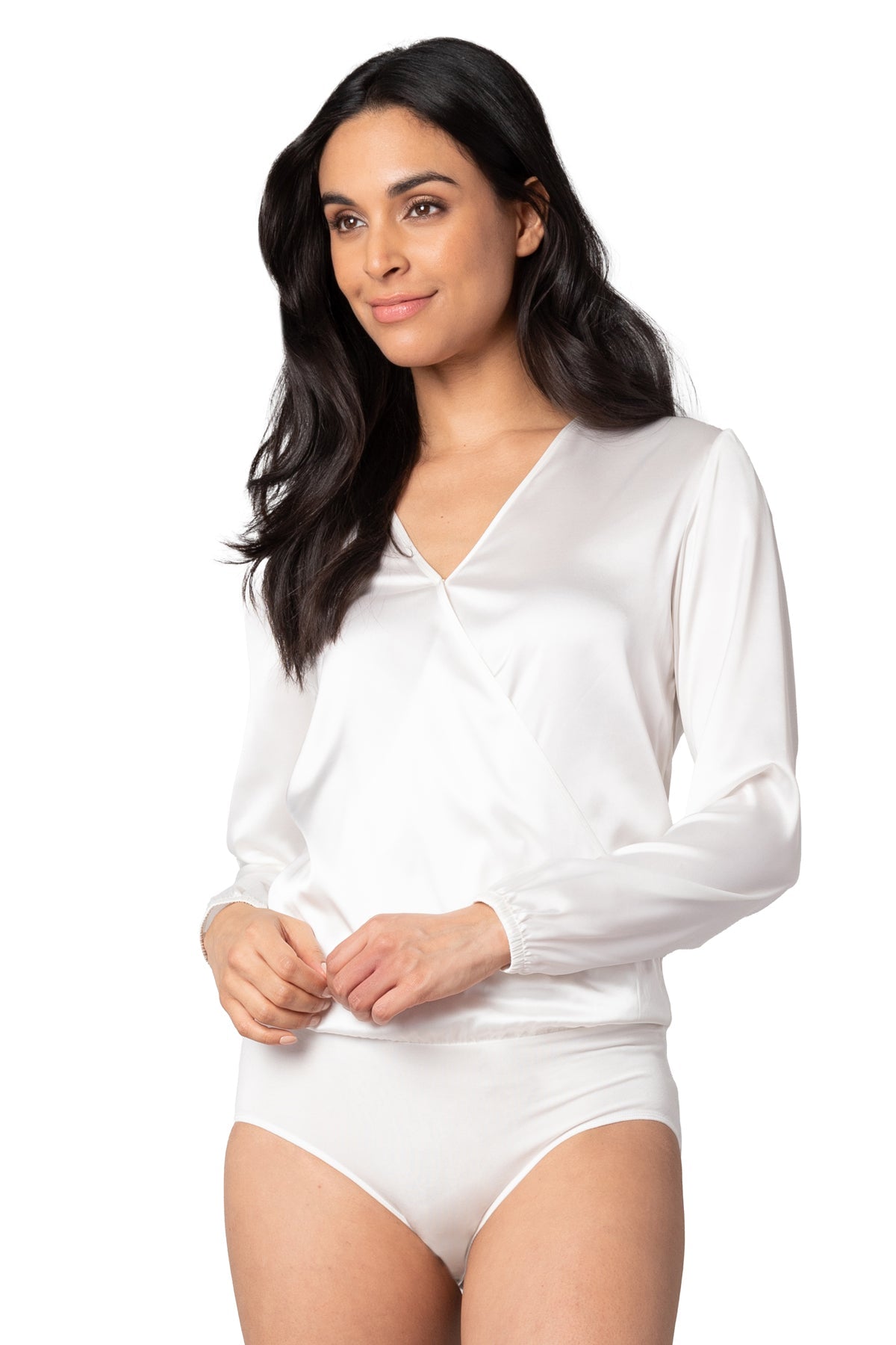 Jane Long Sleeve Cross-Over Full Back Bodysuit