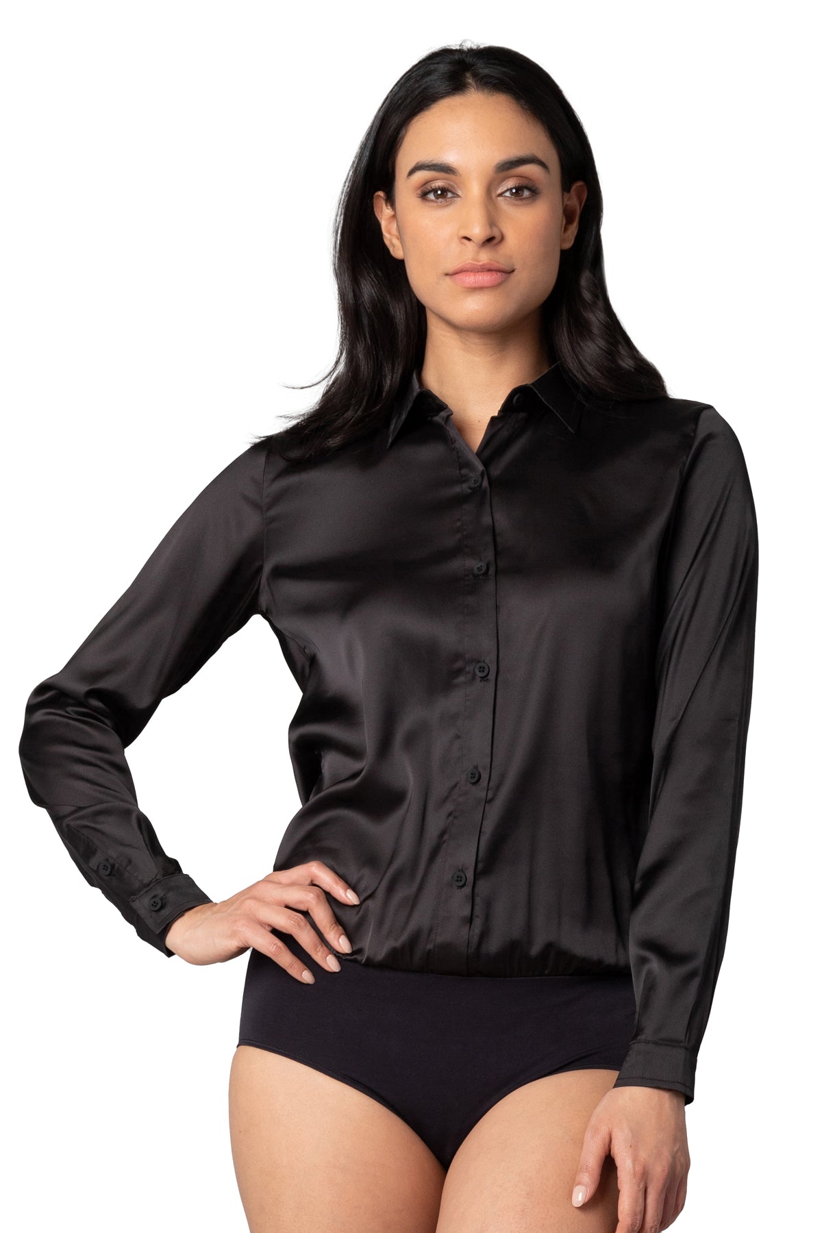 Kate Long Sleeve Blouse with Collar Bodysuit