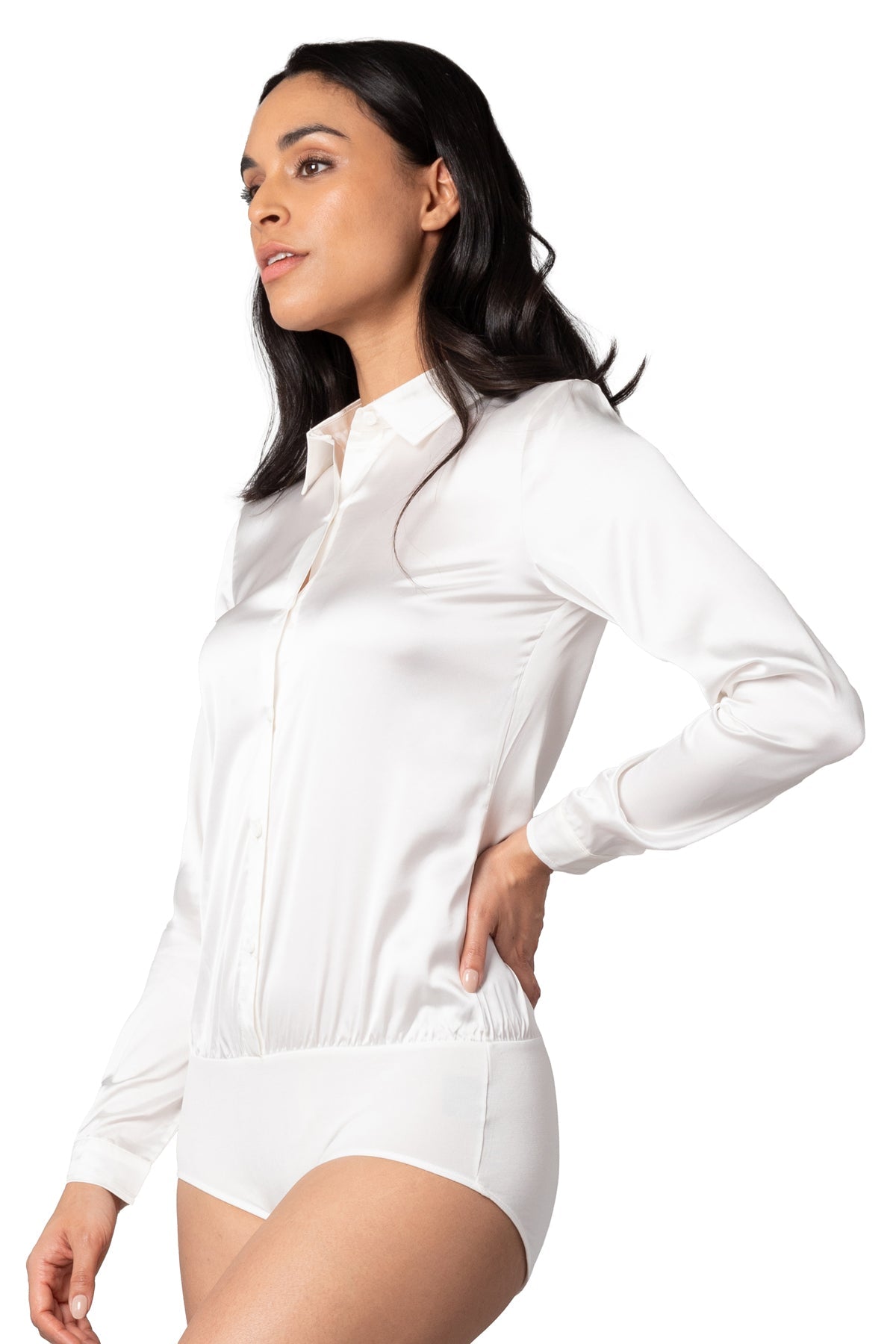 Kate Long Sleeve Blouse with Collar Bodysuit