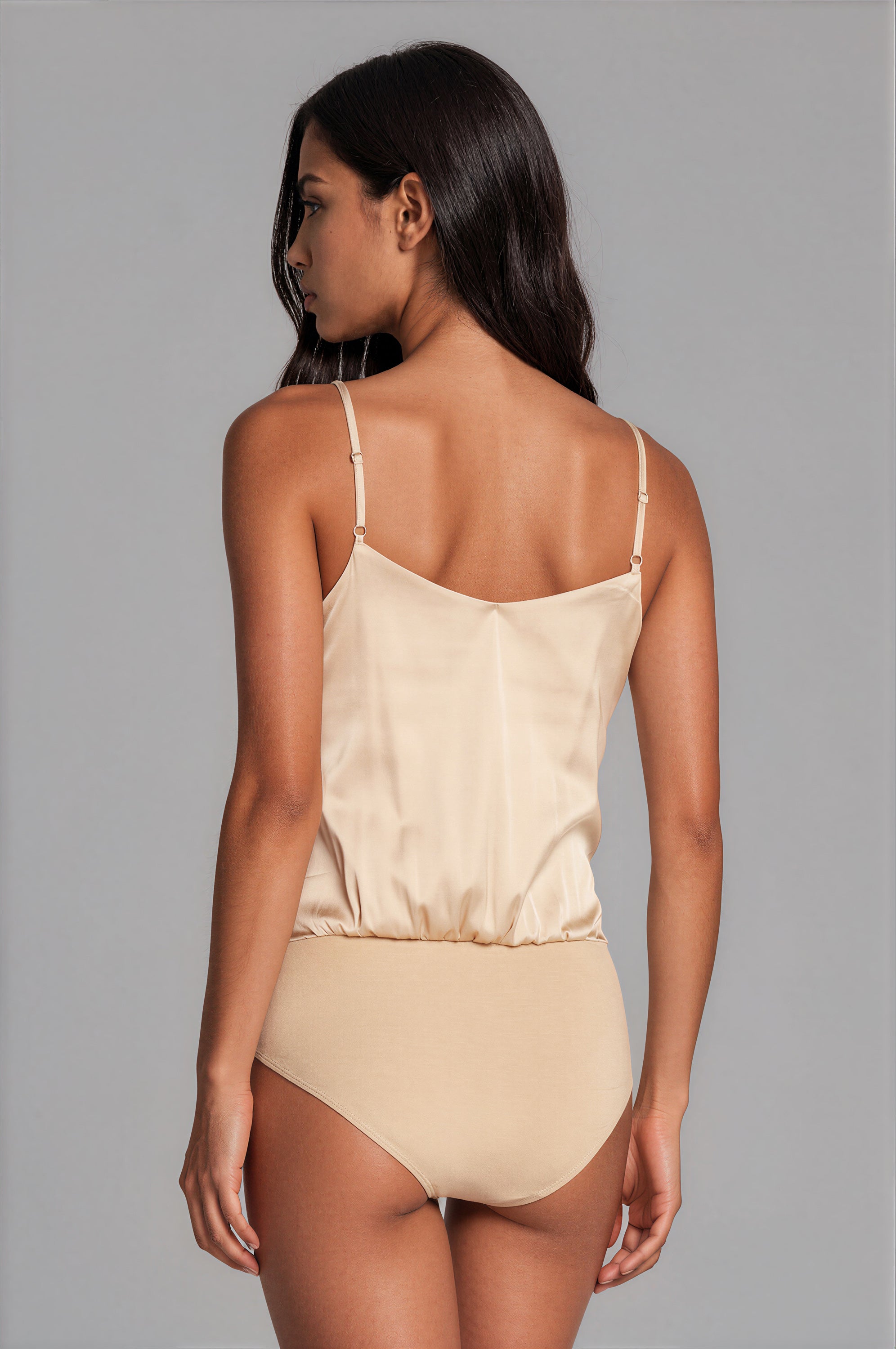 Mara Satin V‑Neck Bodysuit