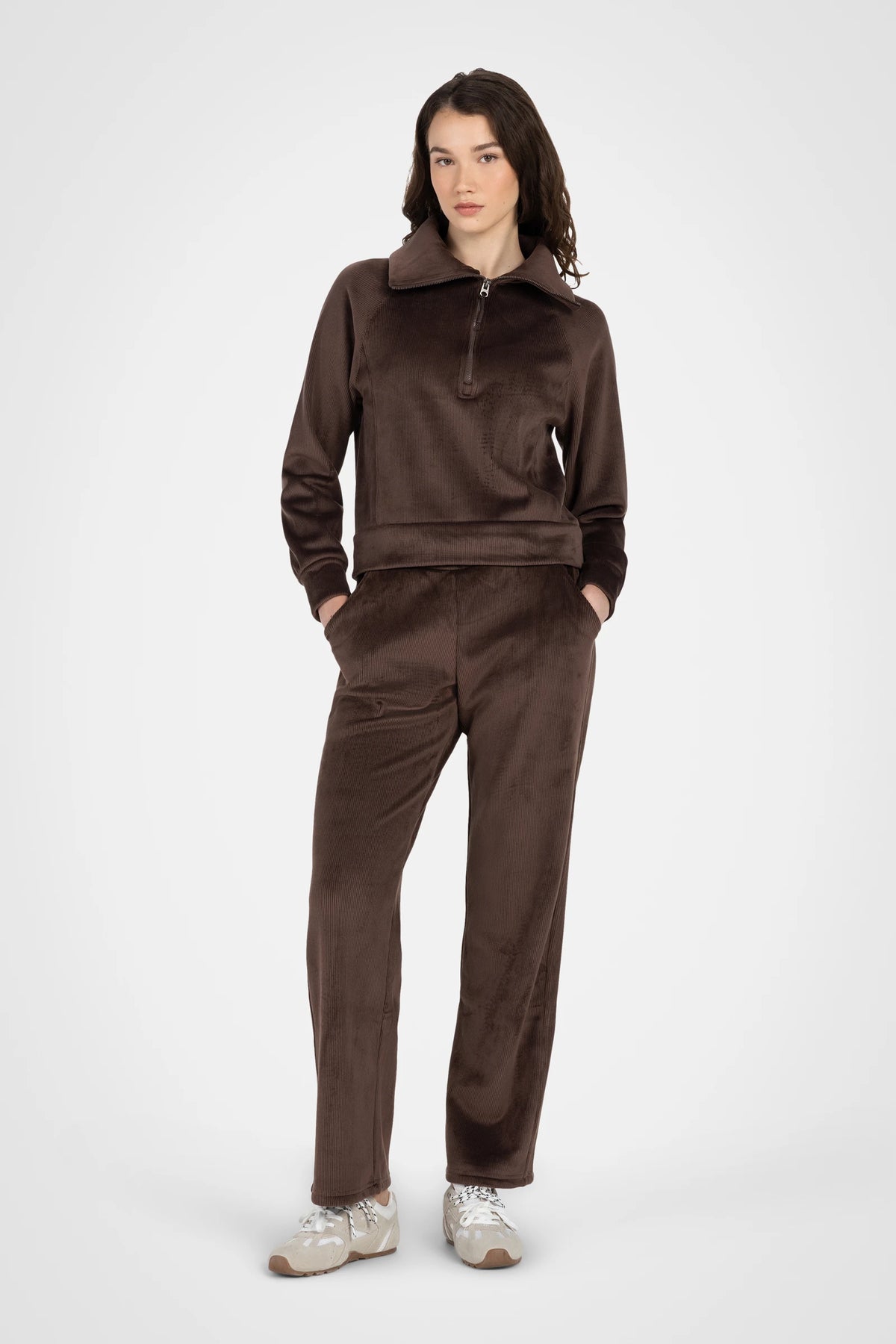 LuxeRib Velour 1/2 Zip Top