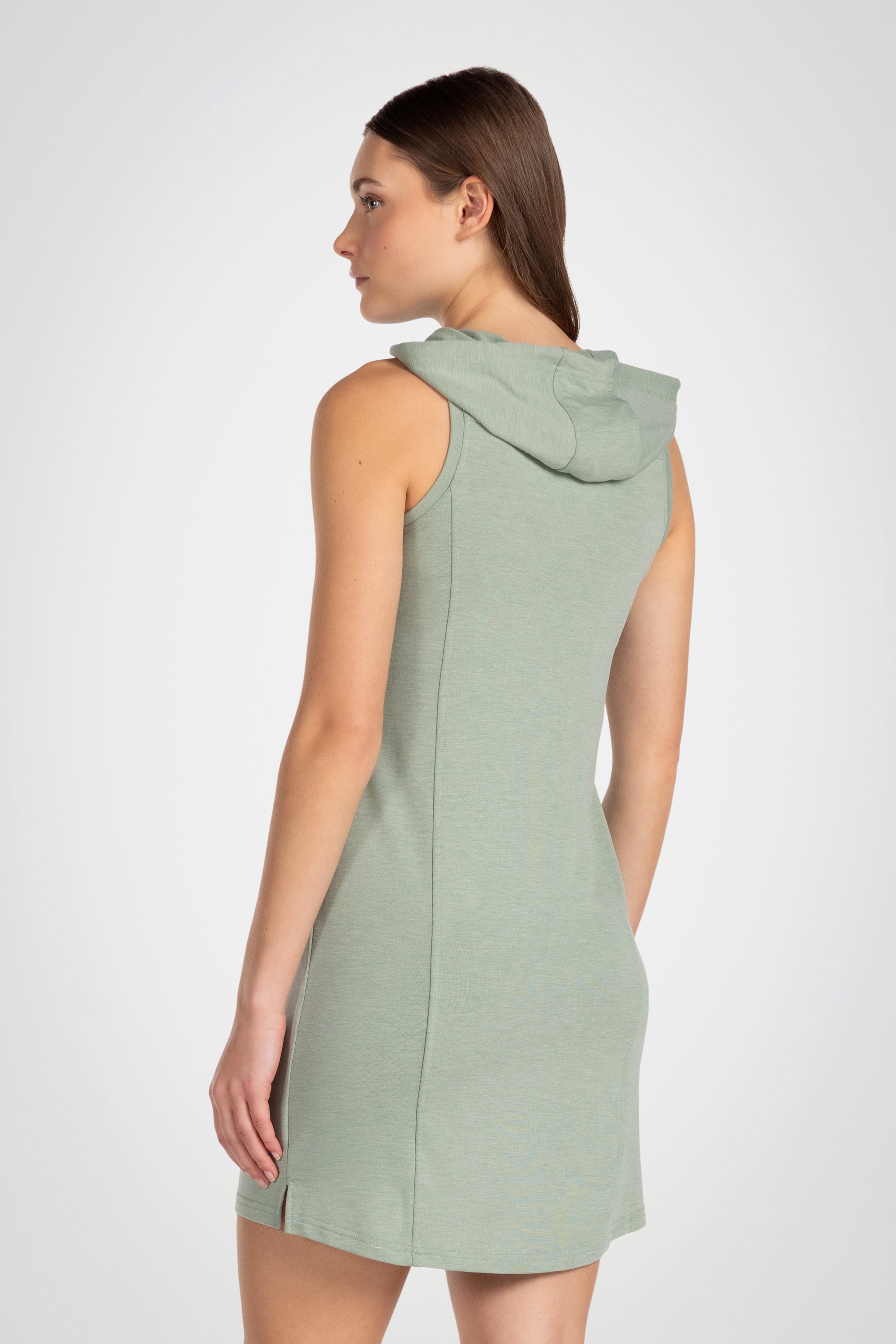 Outdoor French Terry Sleeveless Tank Top Hoodie Dress