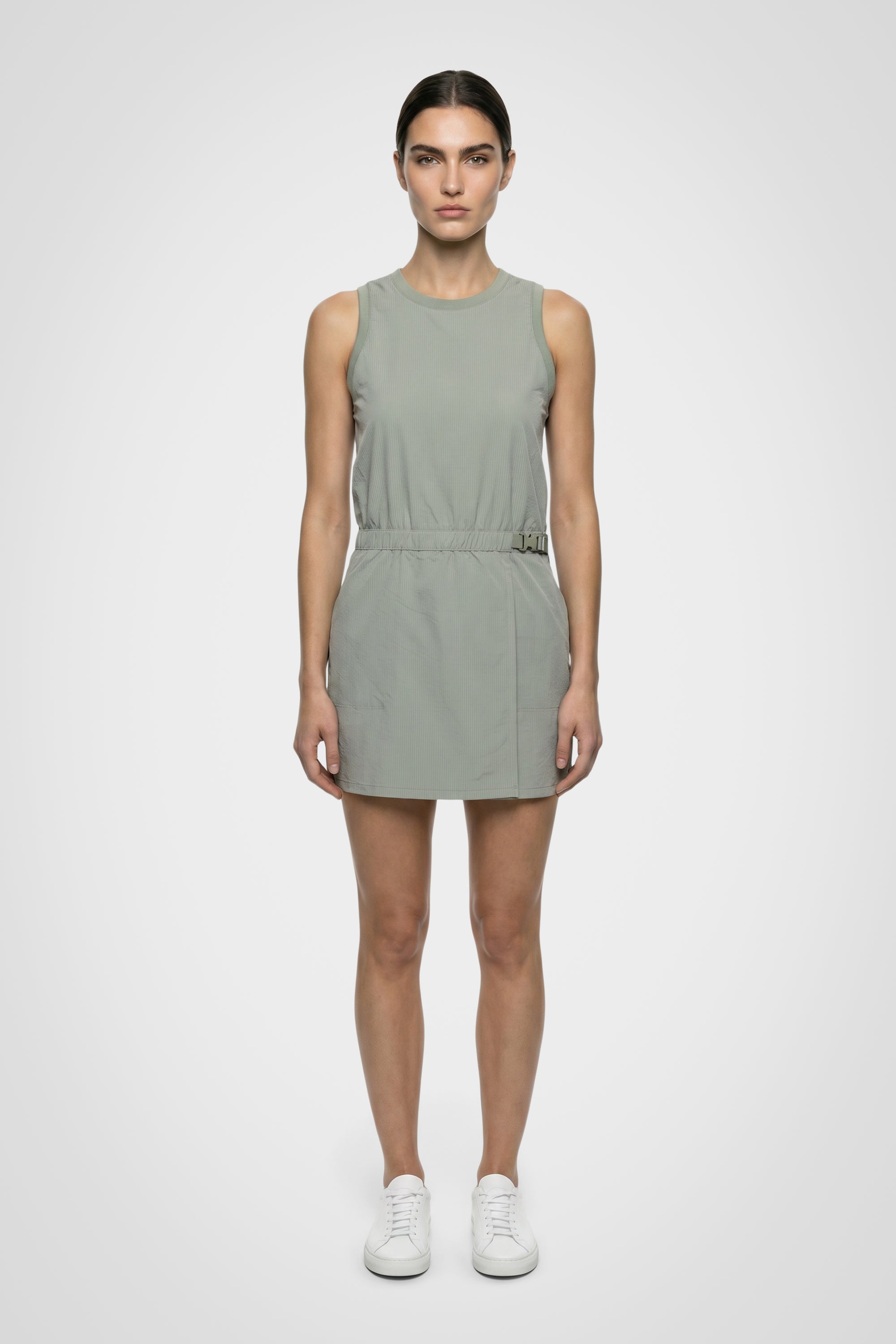 Seersucker Belted Racer Dress