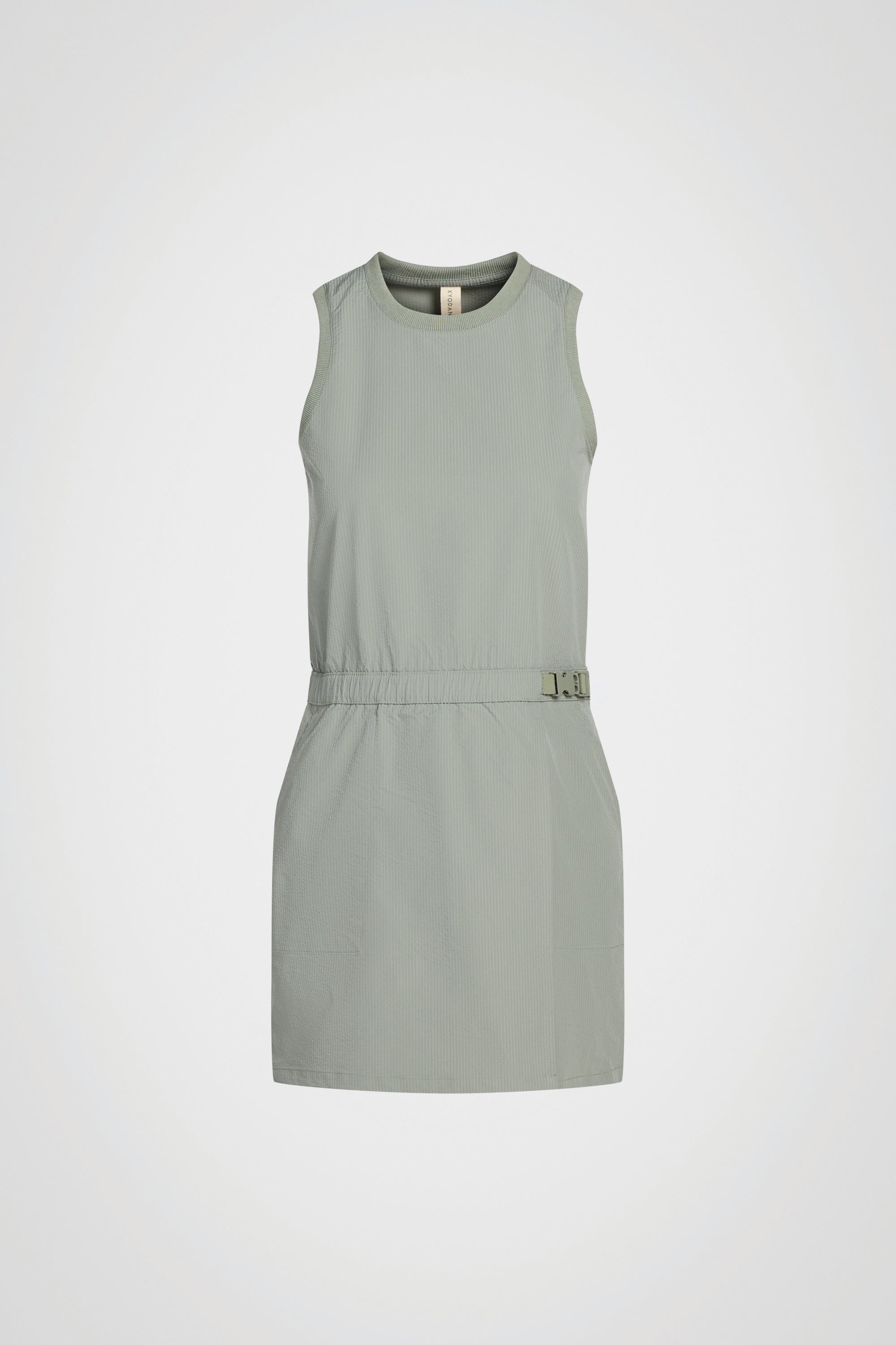 Seersucker Belted Racer Dress