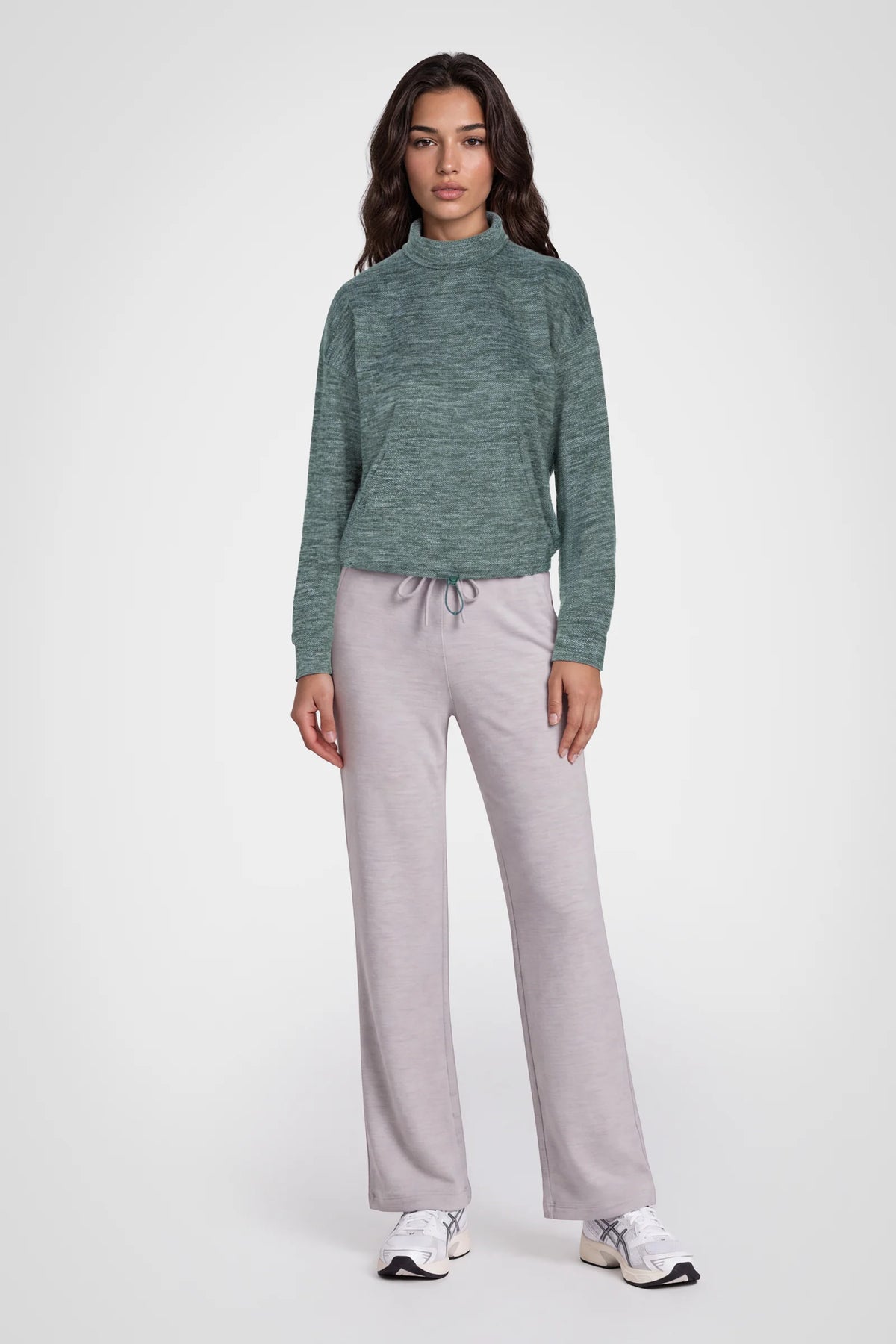 Cozy Herringbone Mock Neck Pullover