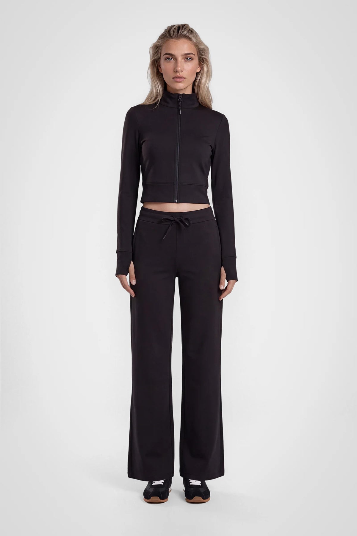 Aerelle Moss Jersey Funnel-Neck Jacket