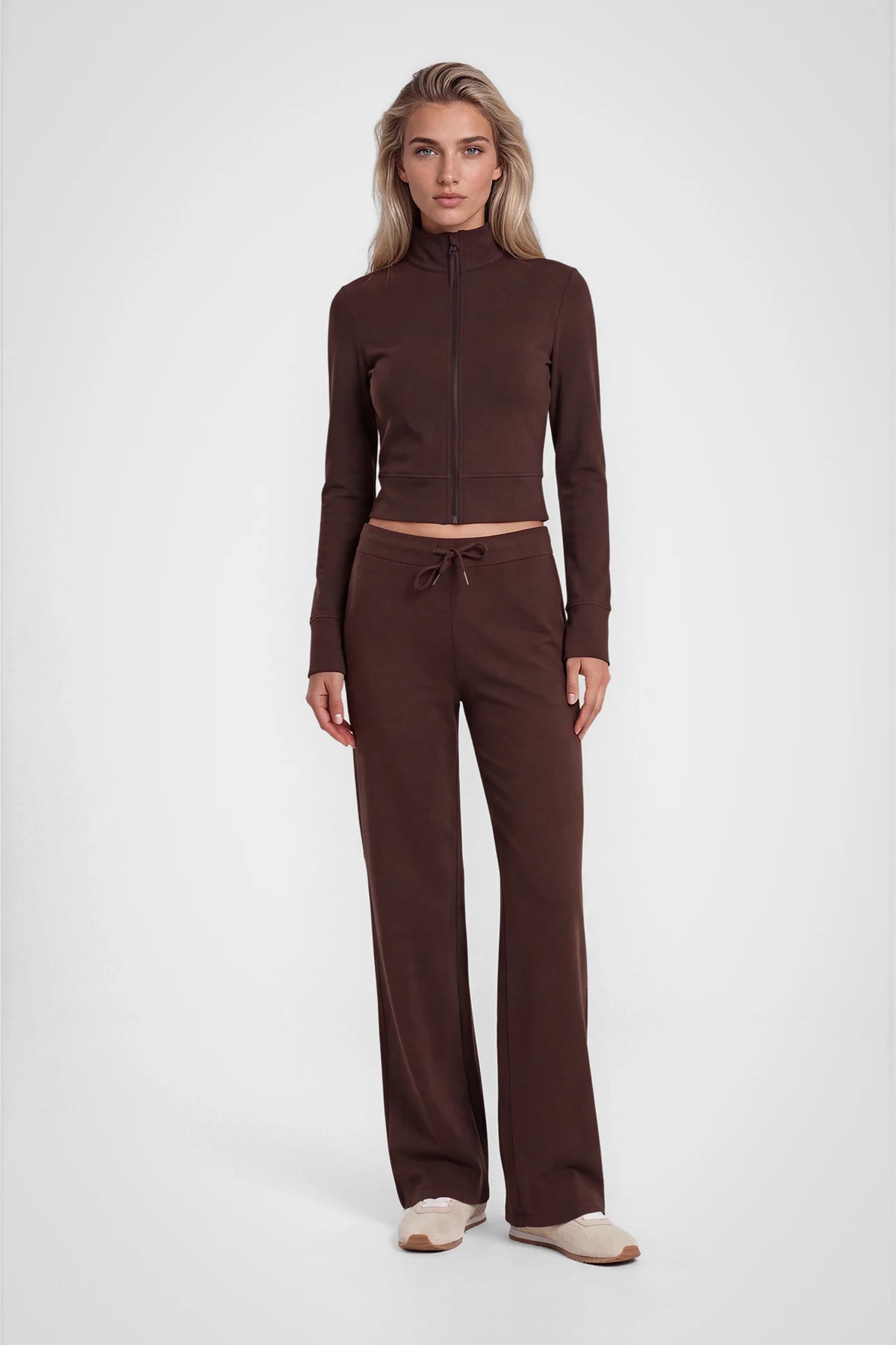 Aerelle Moss Jersey Funnel-Neck Jacket