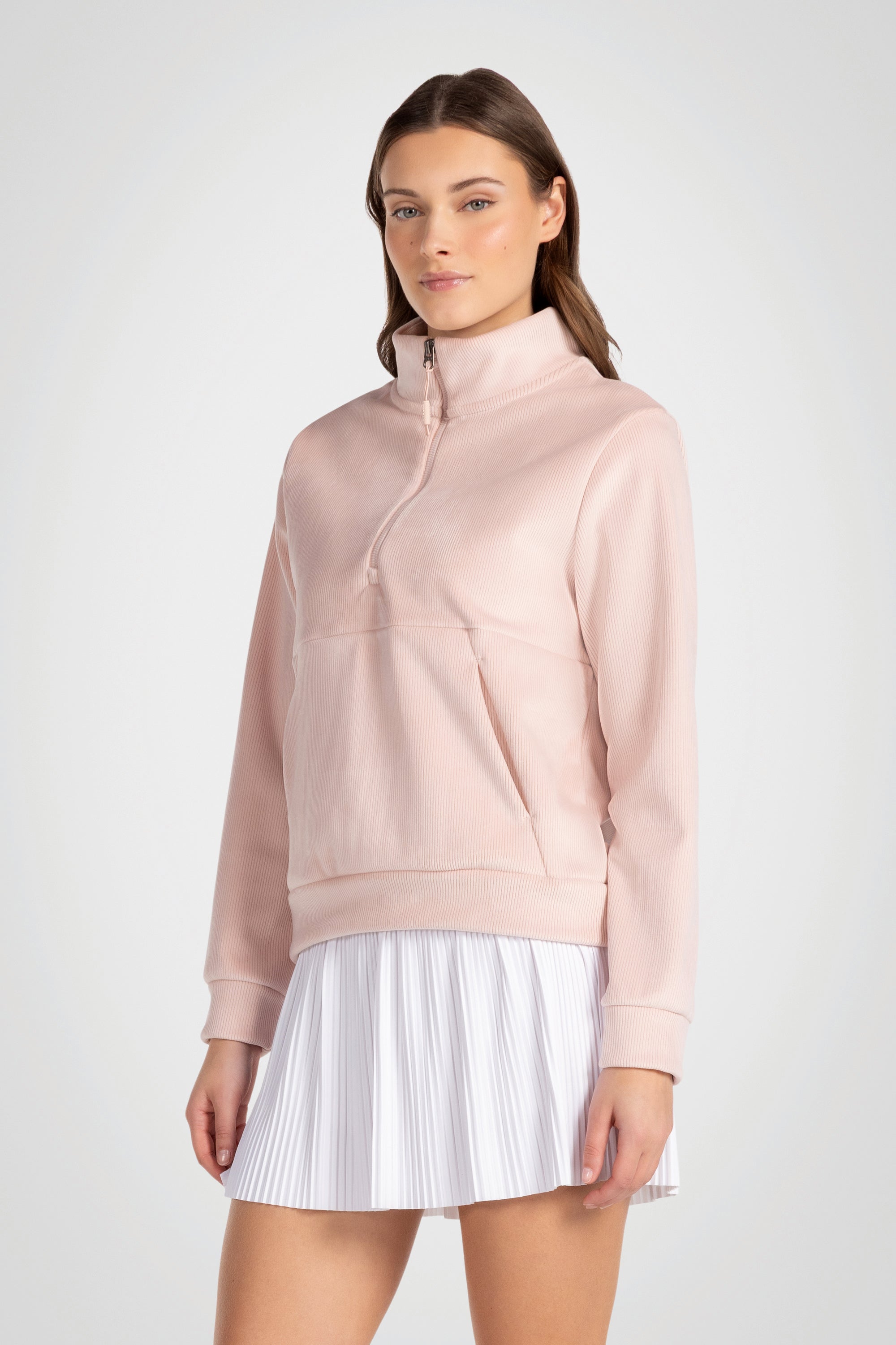 Rib Velour Quarter Zip Pullover