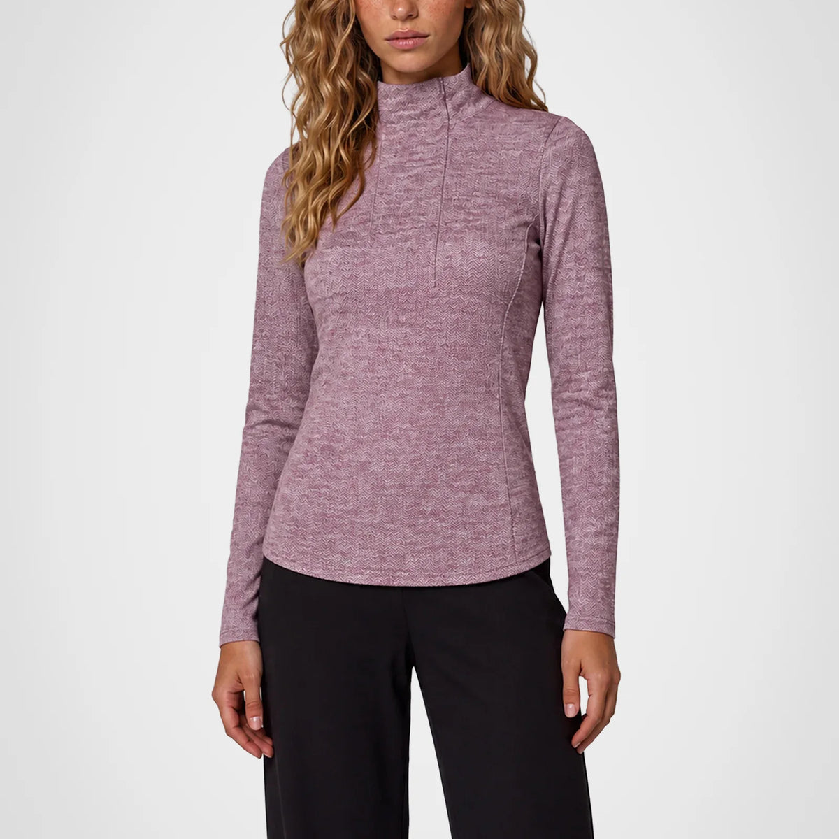 KYODAN | Mock Neck Half-Zip Long Sleeve Top