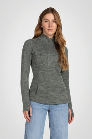 KYODAN | Mock Neck Half-Zip Long Sleeve Top