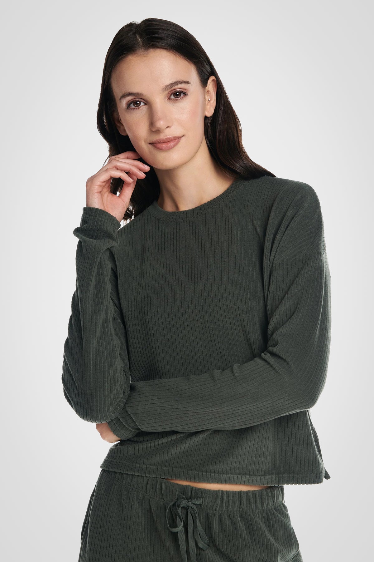 Velour Ribbed Lounge Longsleeve Top