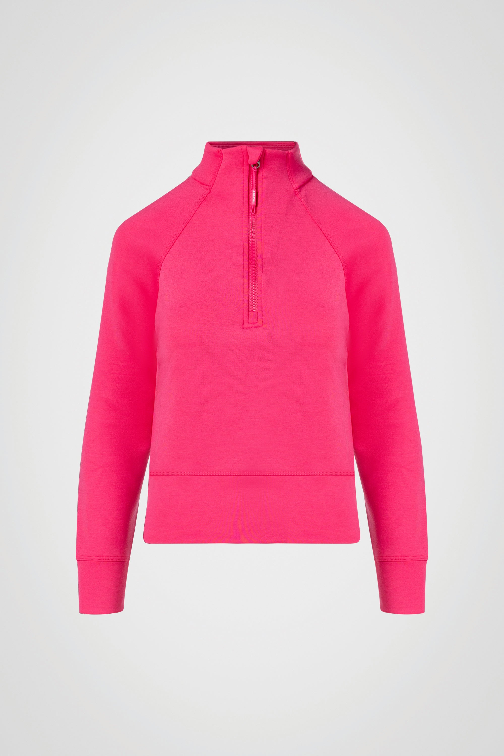みく Stretch Knit Mock Neck Half-Zip Long Sleeve Top