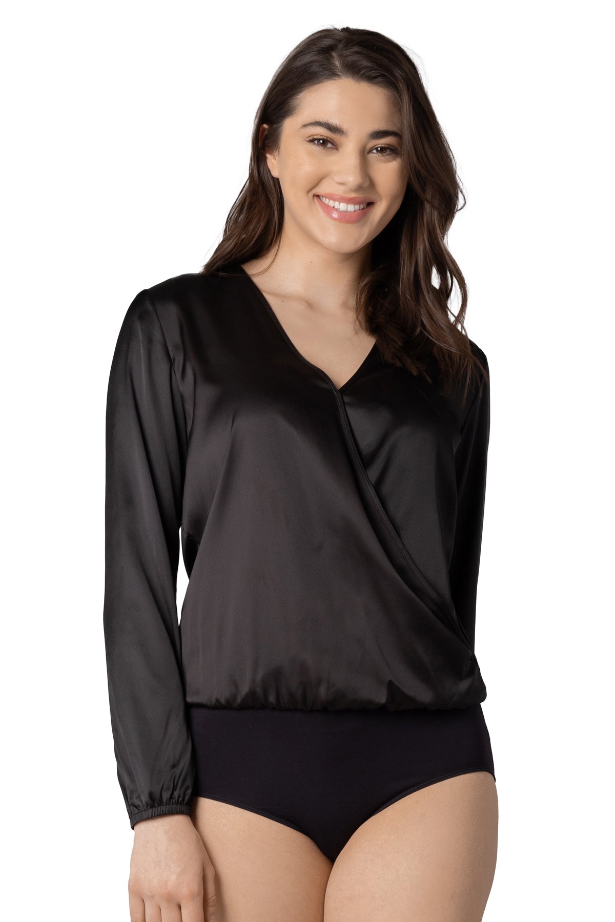 Jane Long Sleeve Cross-Over Full Back Bodysuit