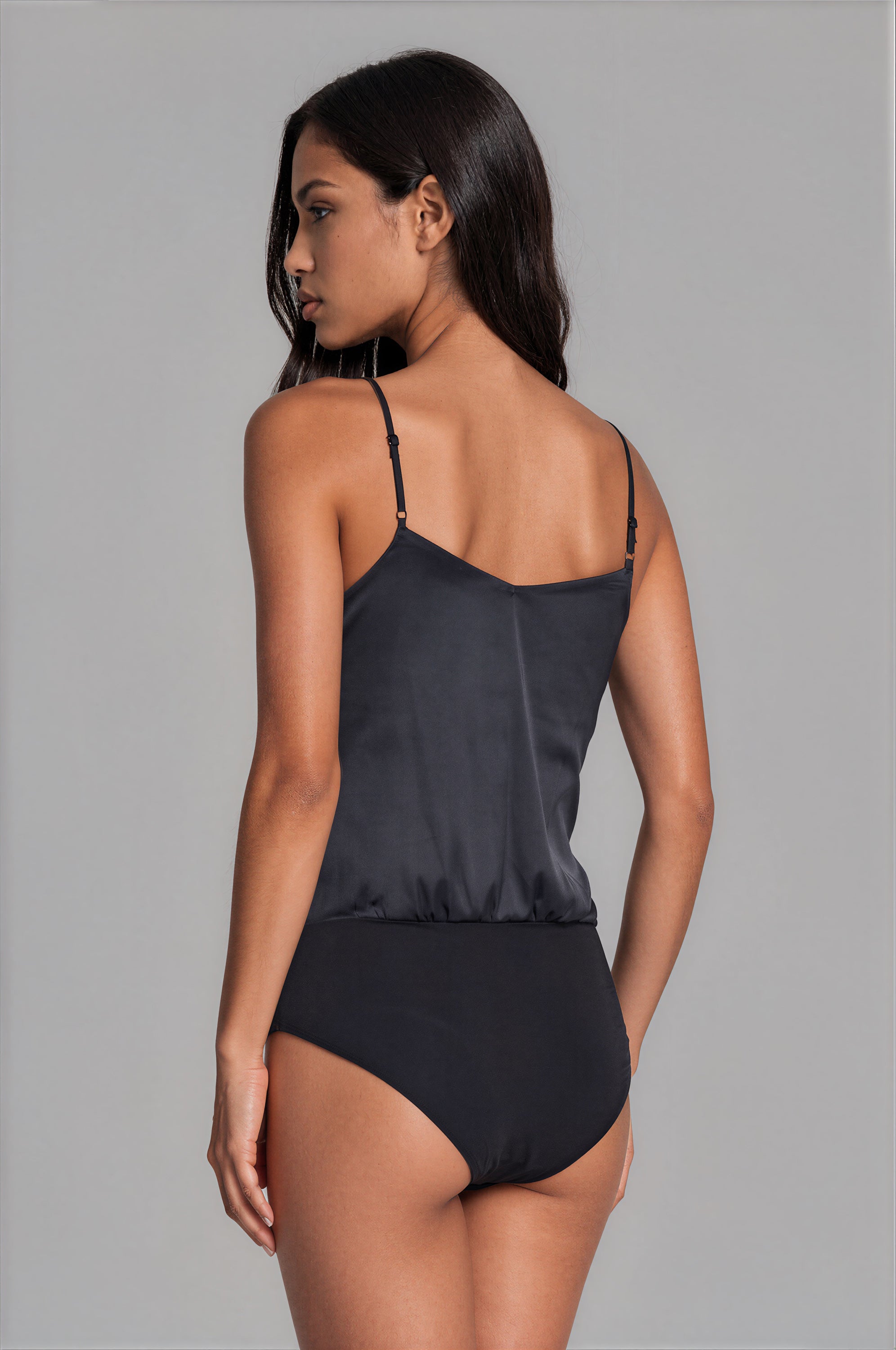 Mara Satin V‑Neck Bodysuit