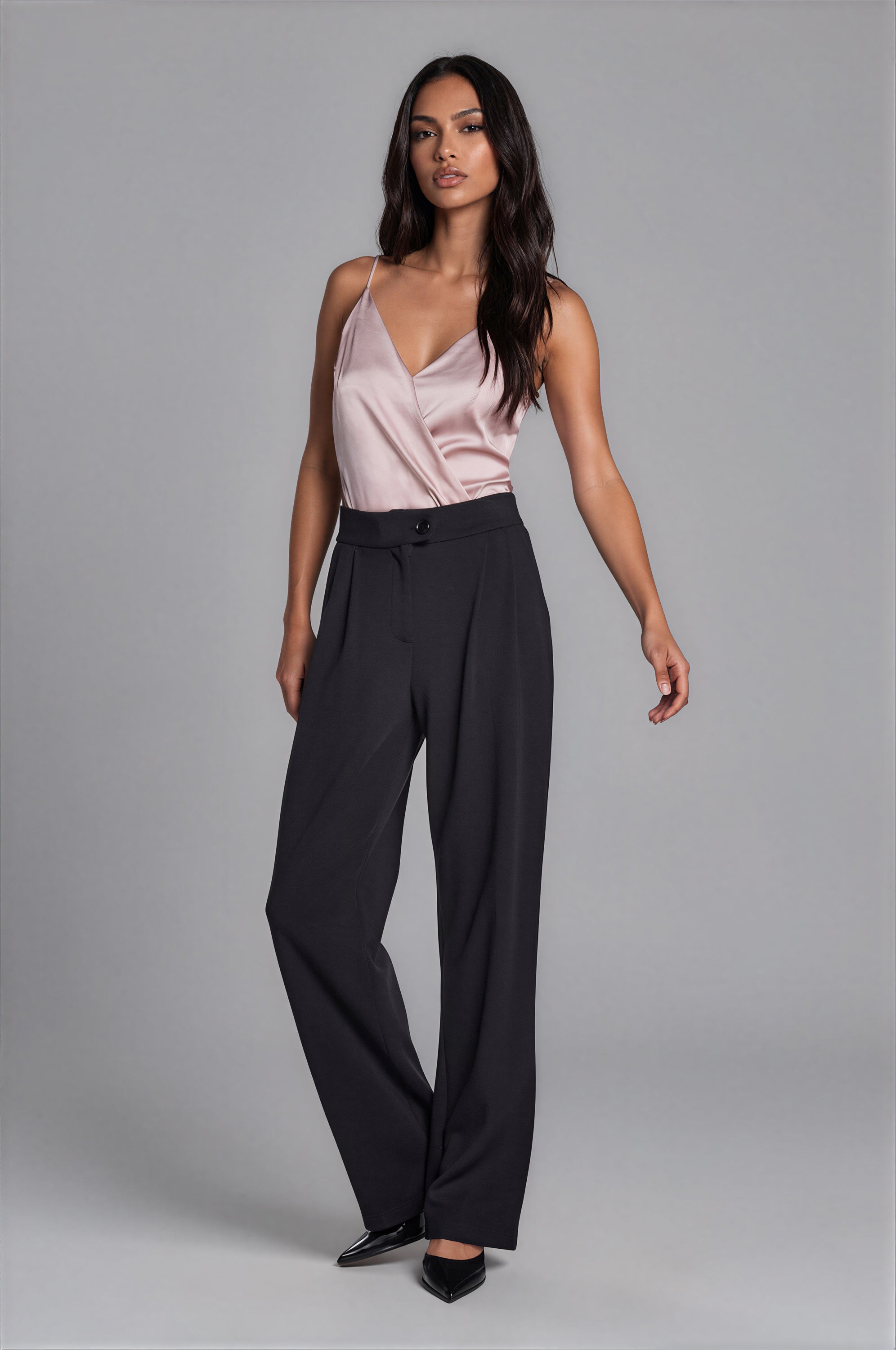Mara Satin V‑Neck Bodysuit